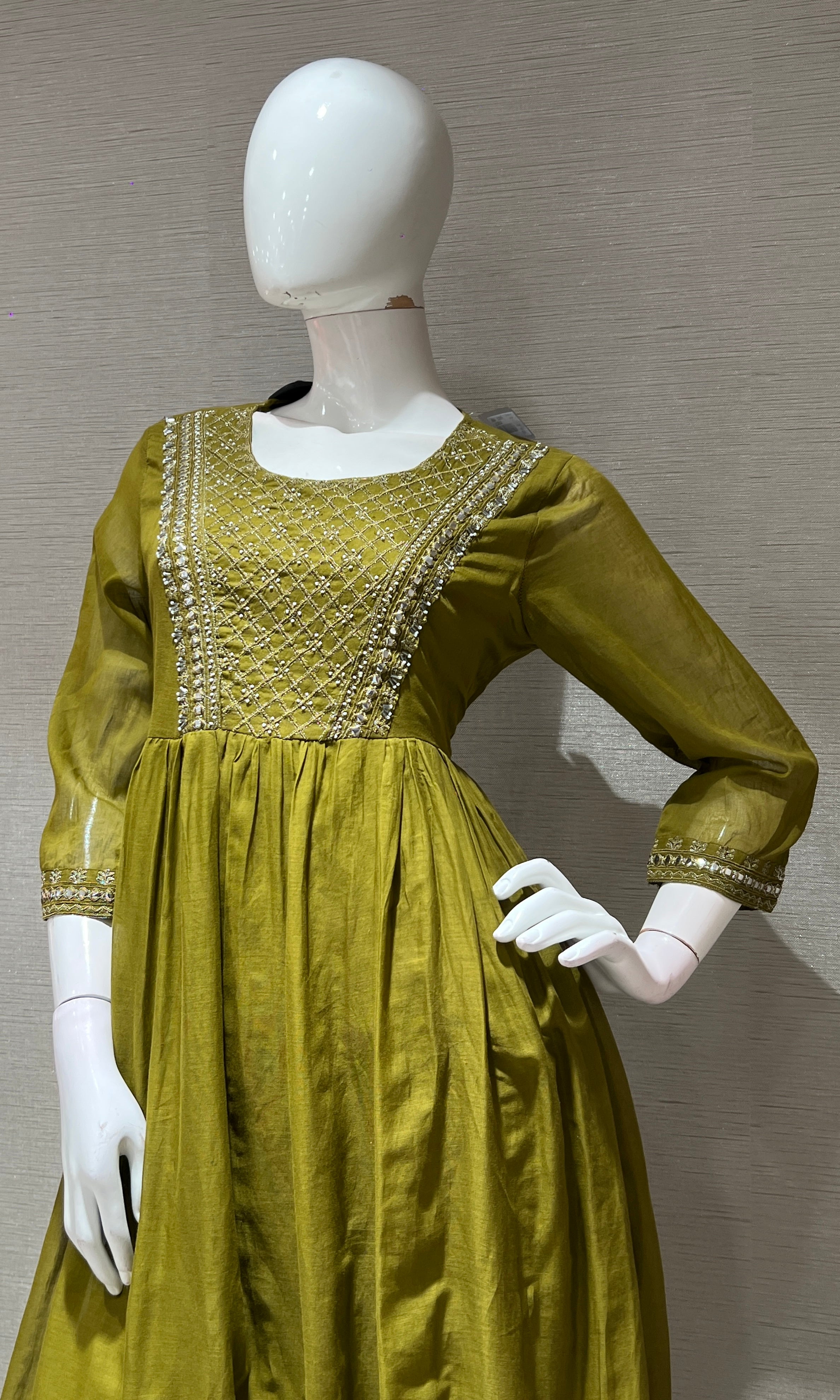 Mehandi green ANARKALI kurta set