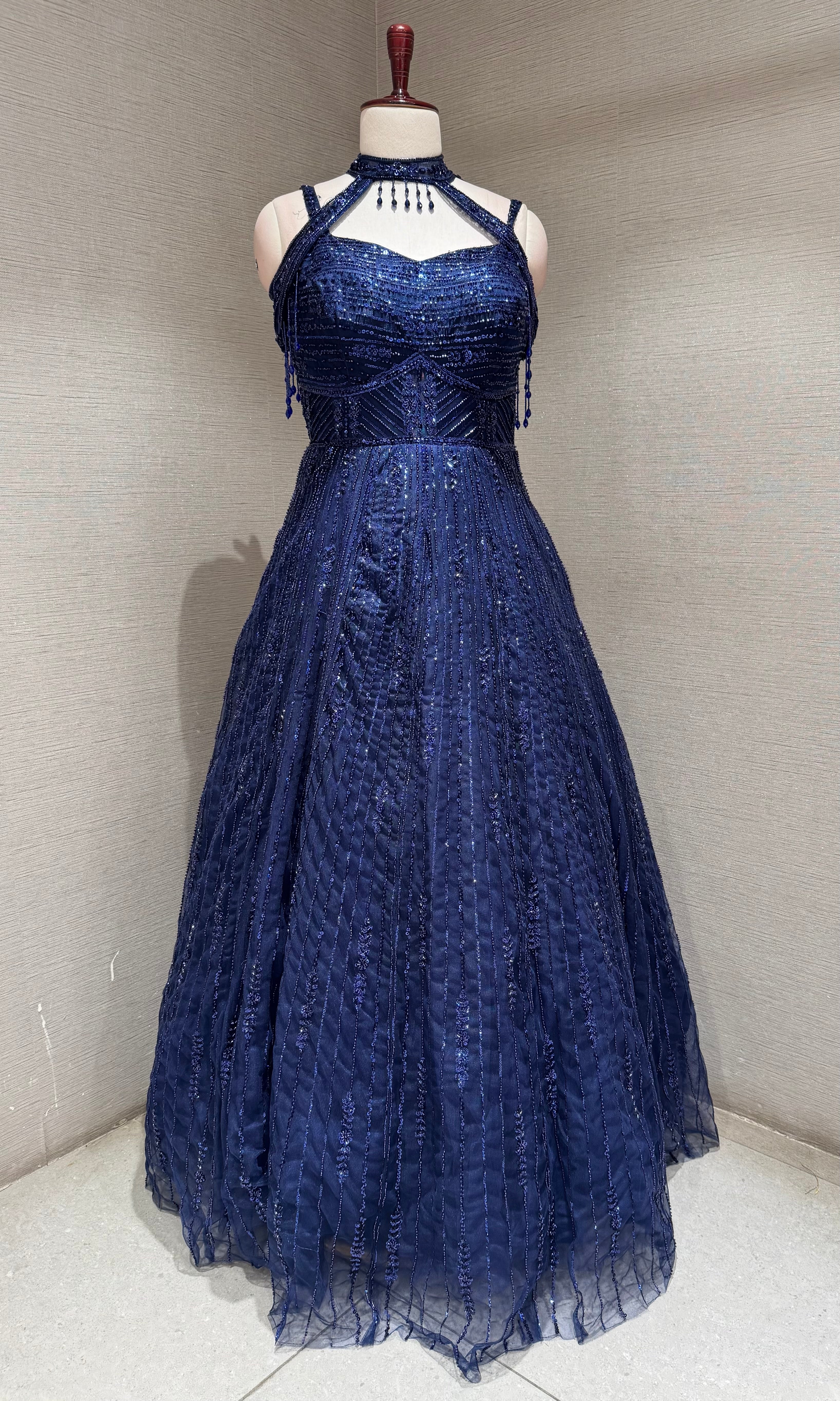 Royal Blue Halter Neck Ballgown