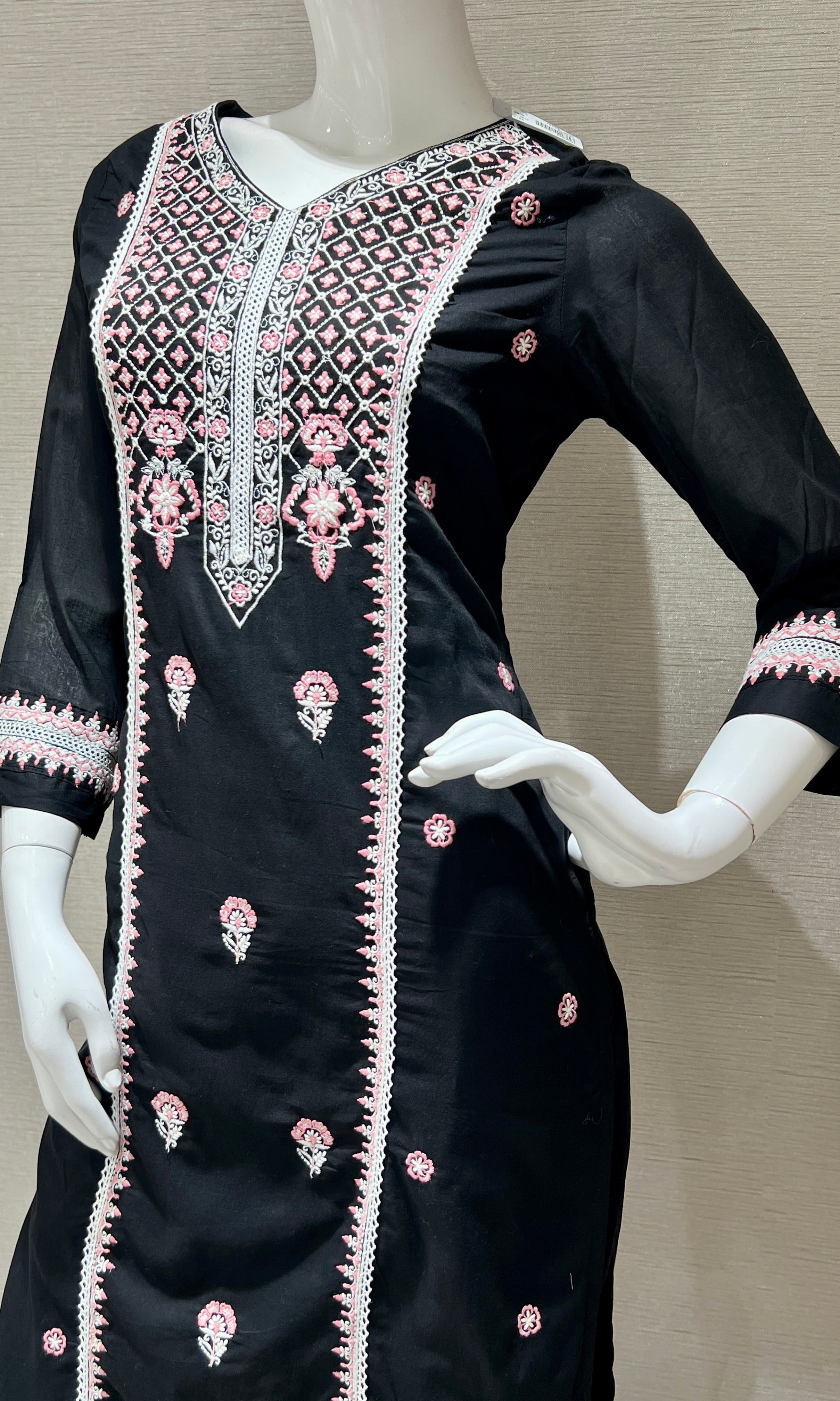 Black Embroidered Kurta Set with Dupatta