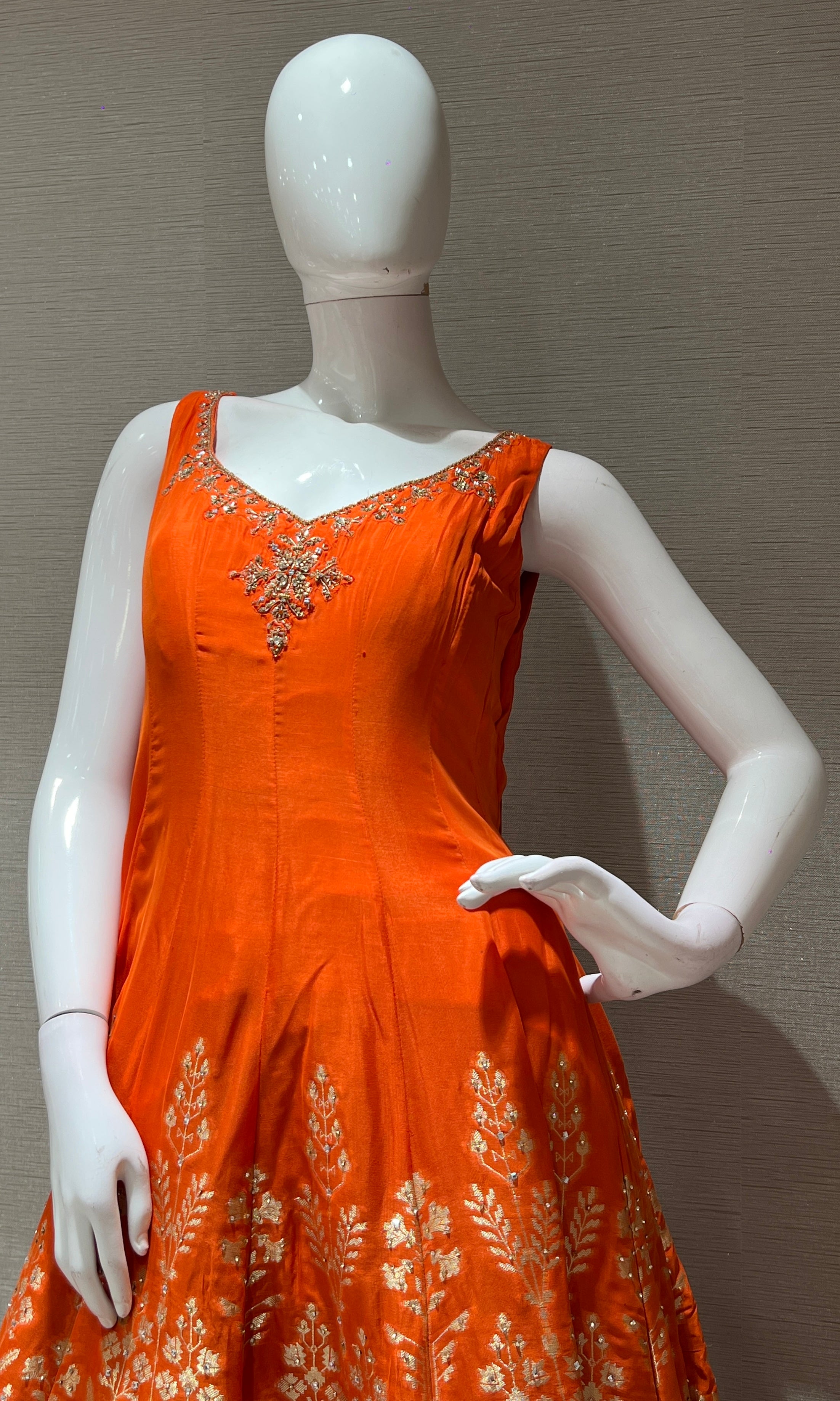 Rust GOLD MOTIF Anarkali WITH PALAZZO PANTS