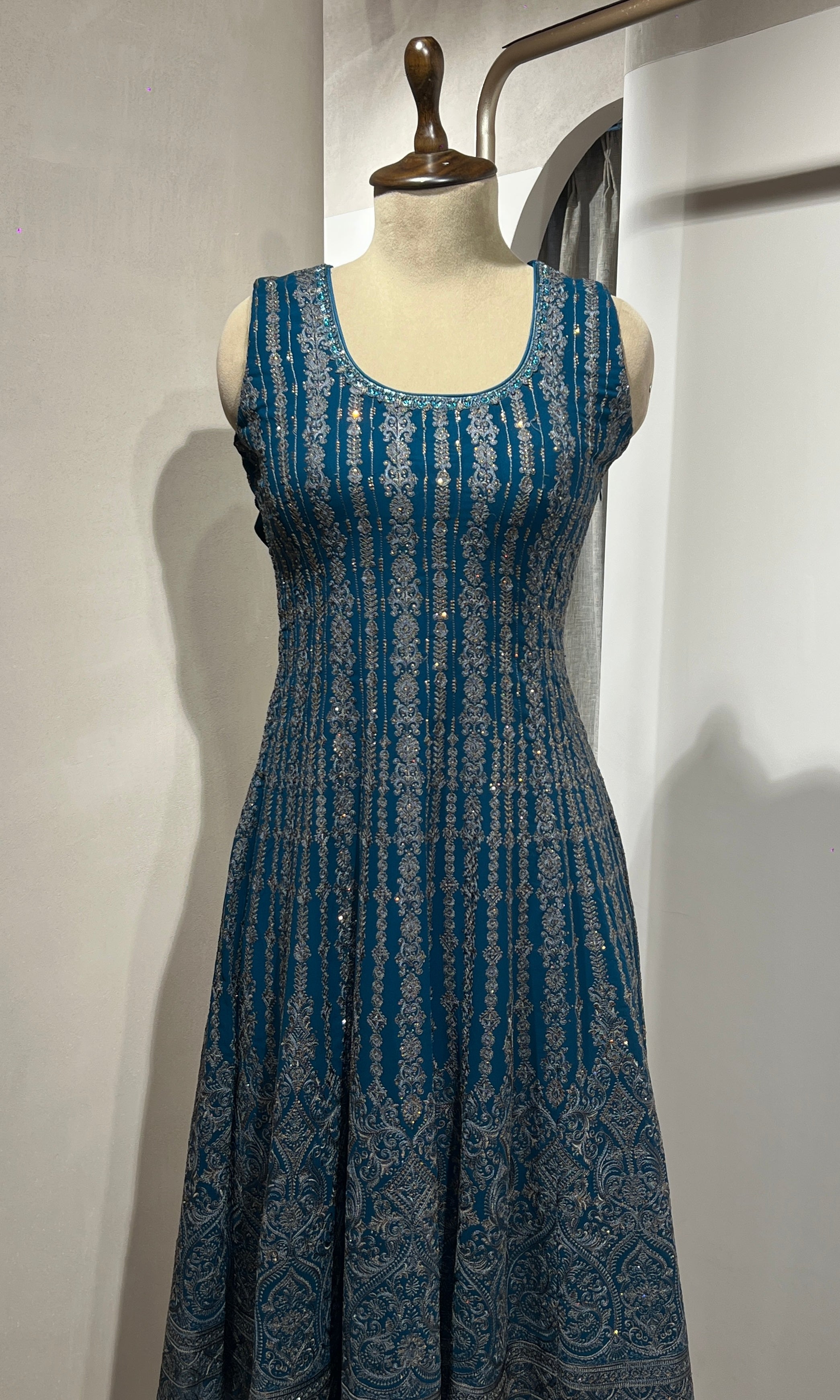 Blue ELEGANT ANARKALI WITH PALAZZO PANTS