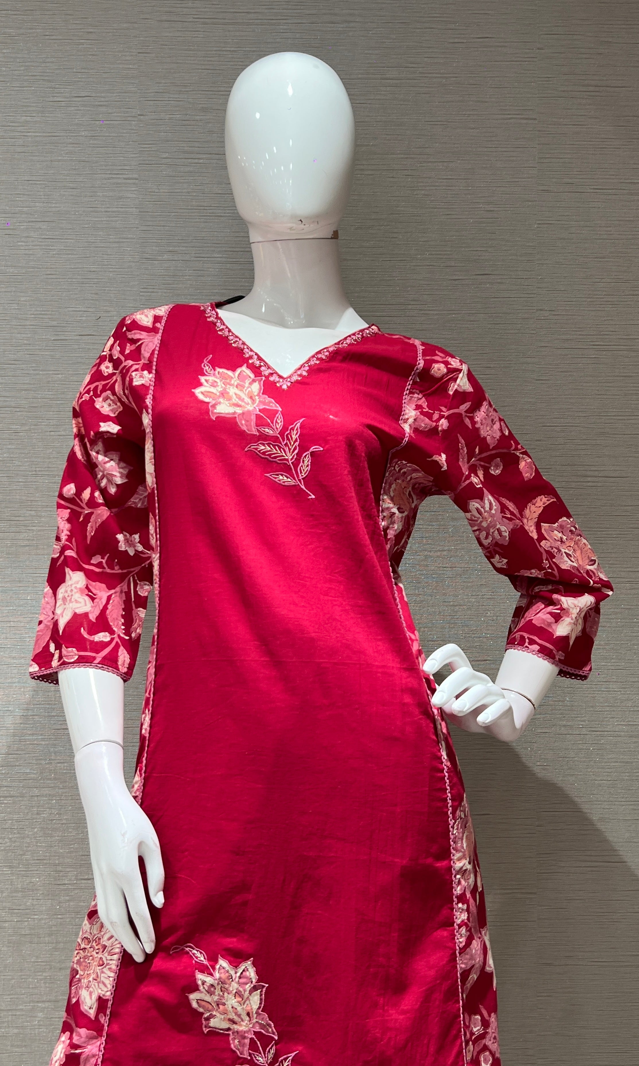 Rani pink FLORAL PRINT kurta set