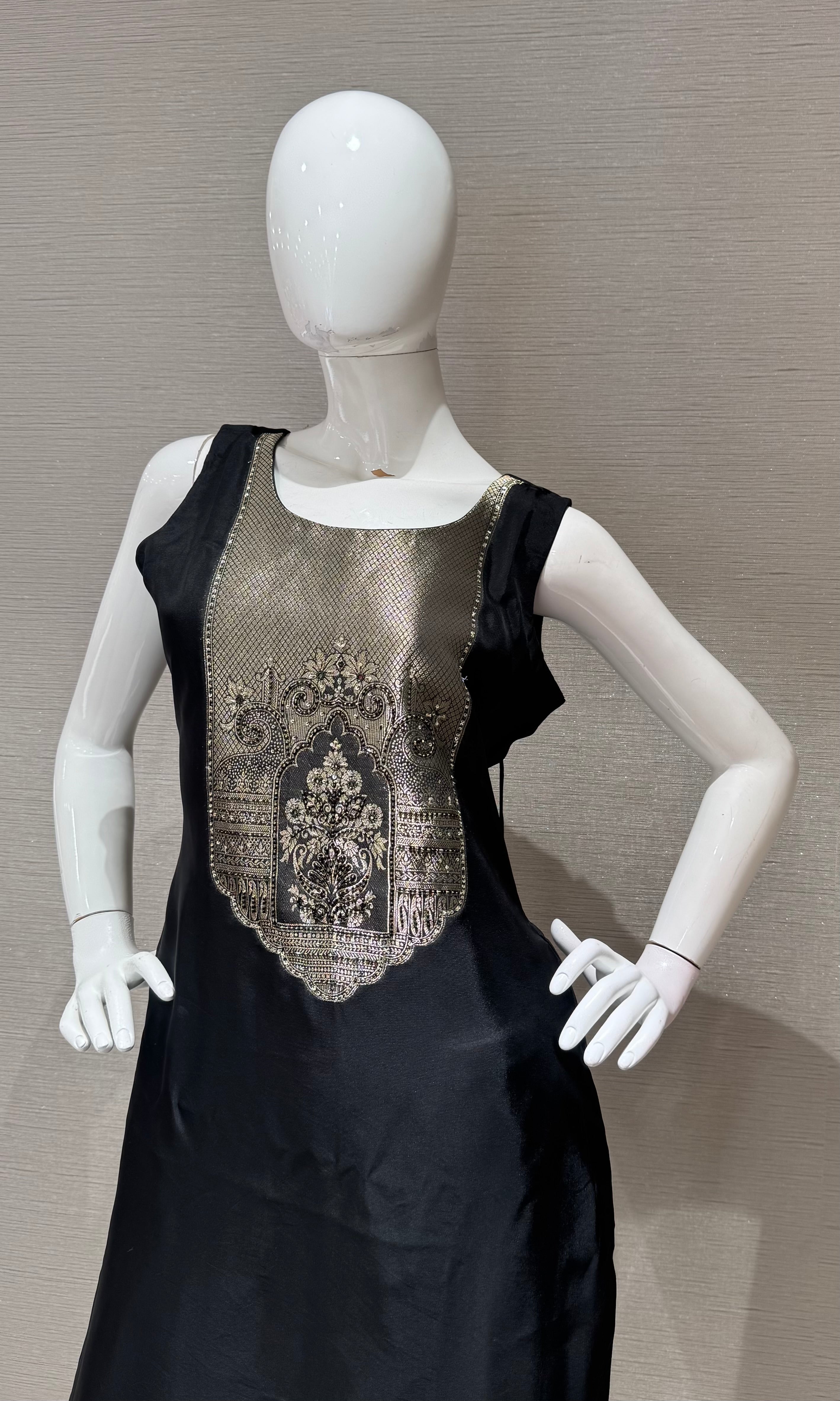 Black Zari Embroidered Kurta Set with Dupatta
