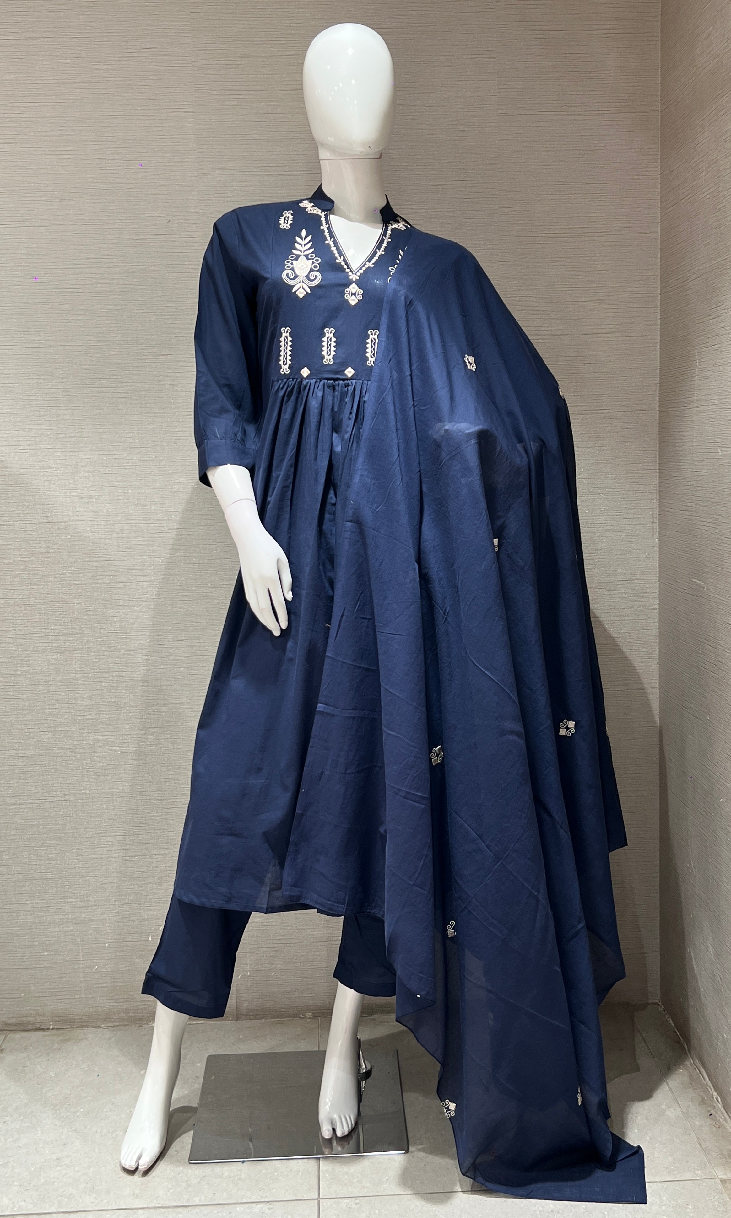 blue Chanderi kurta set