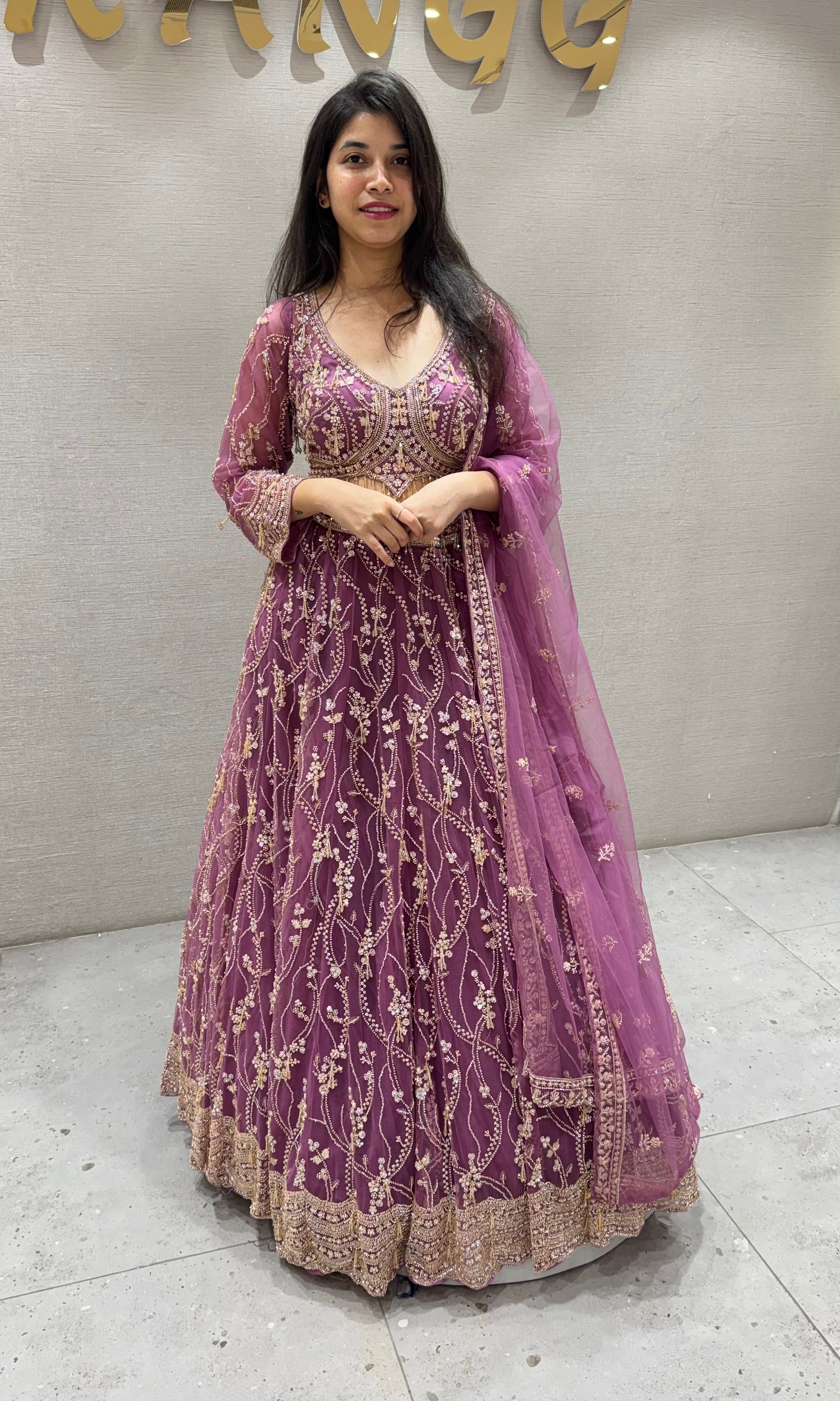 Purple GOLDEN EMBROIDERED lehenga