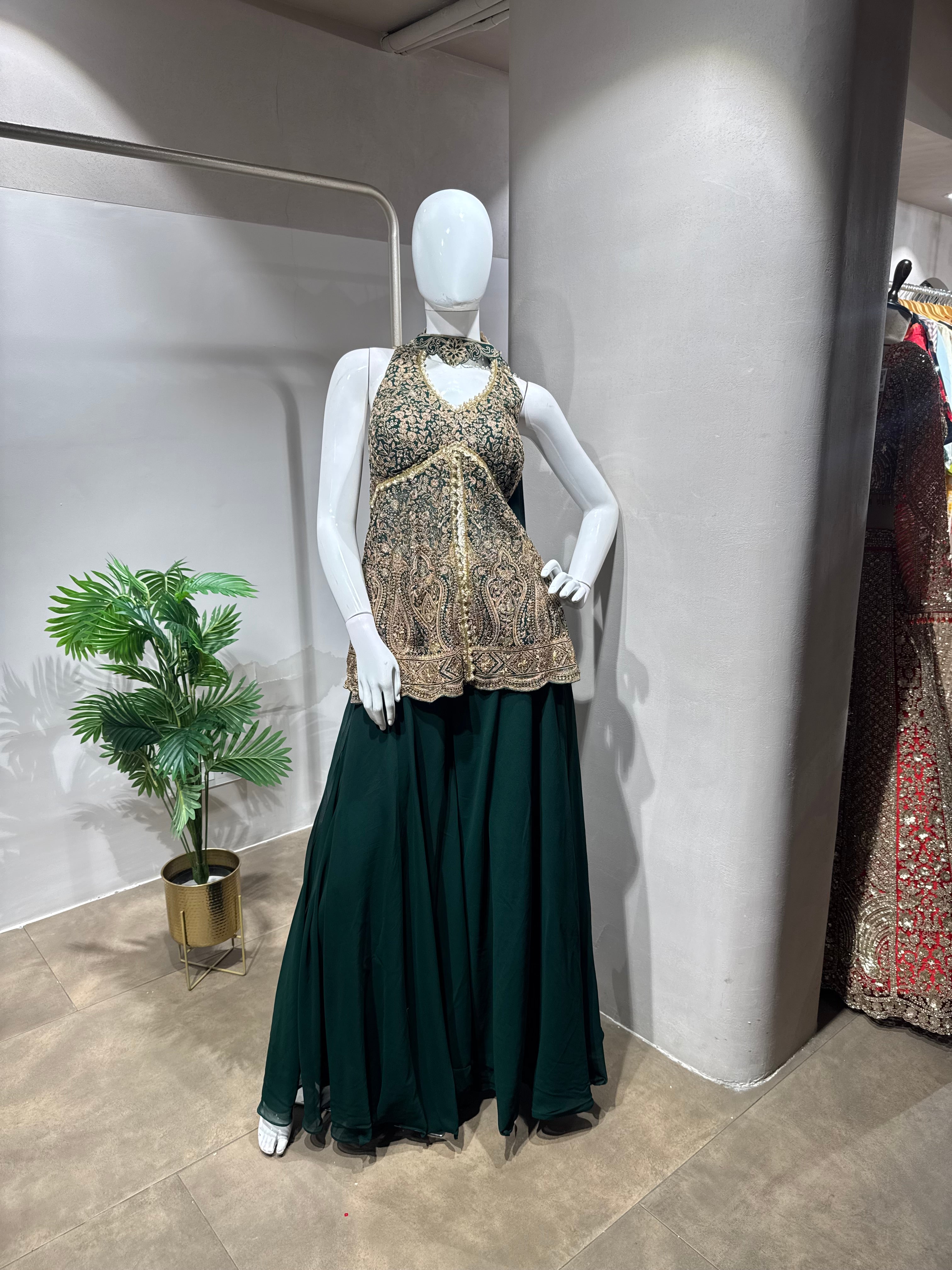 green Golden Glow Palazzo Set