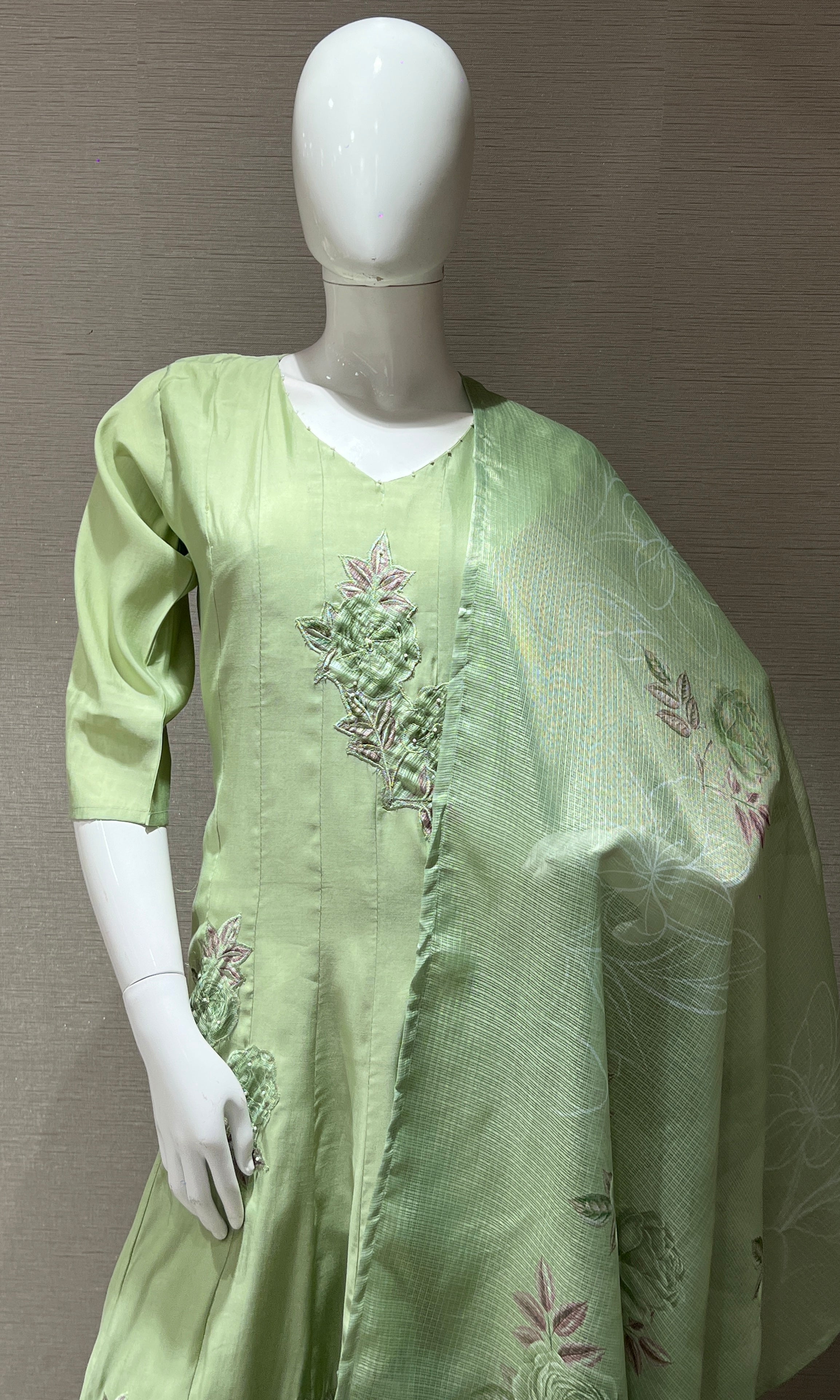 matcha green rose kurta set