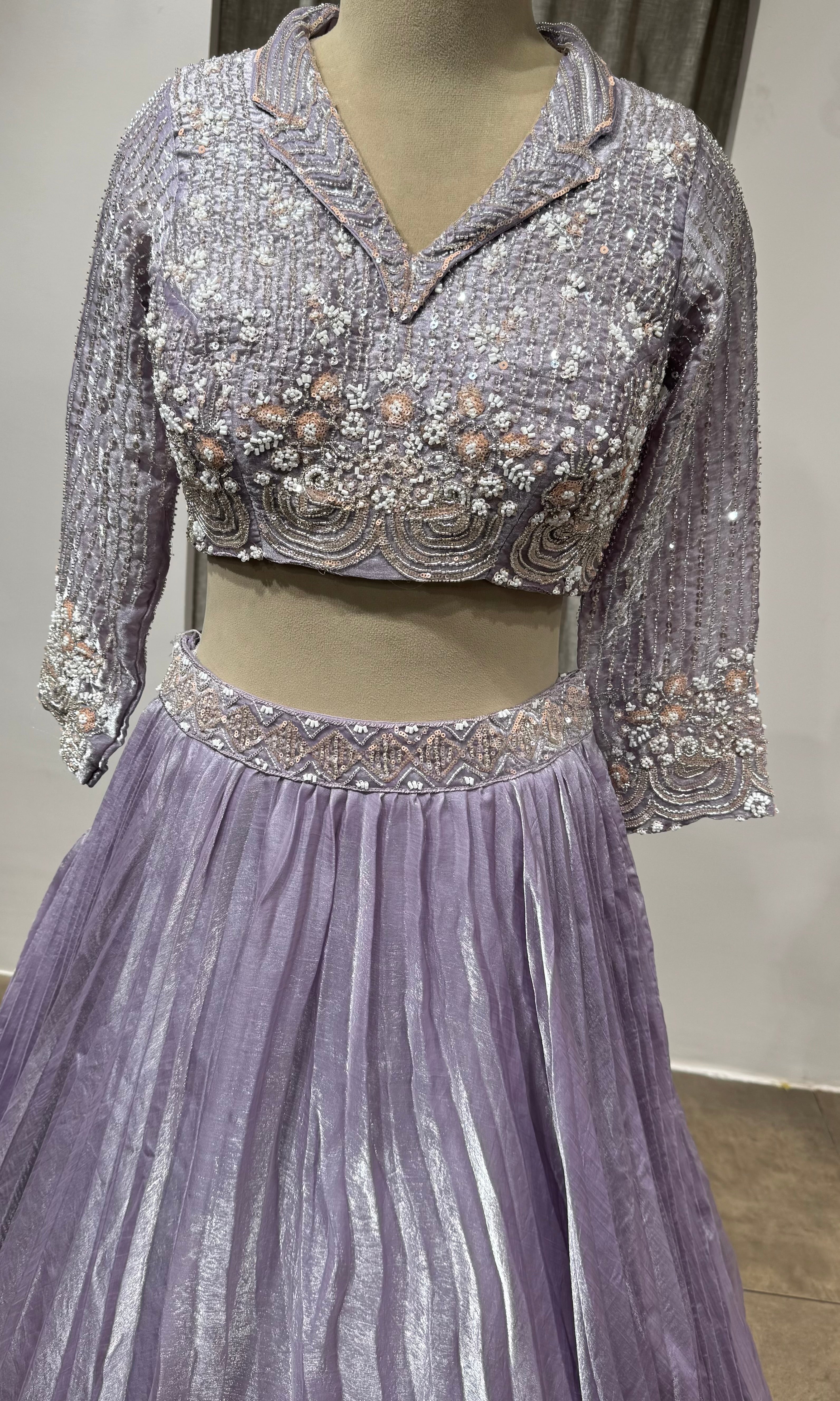 LAILAC Silver Embroidered Party Wear Lehenga Choli