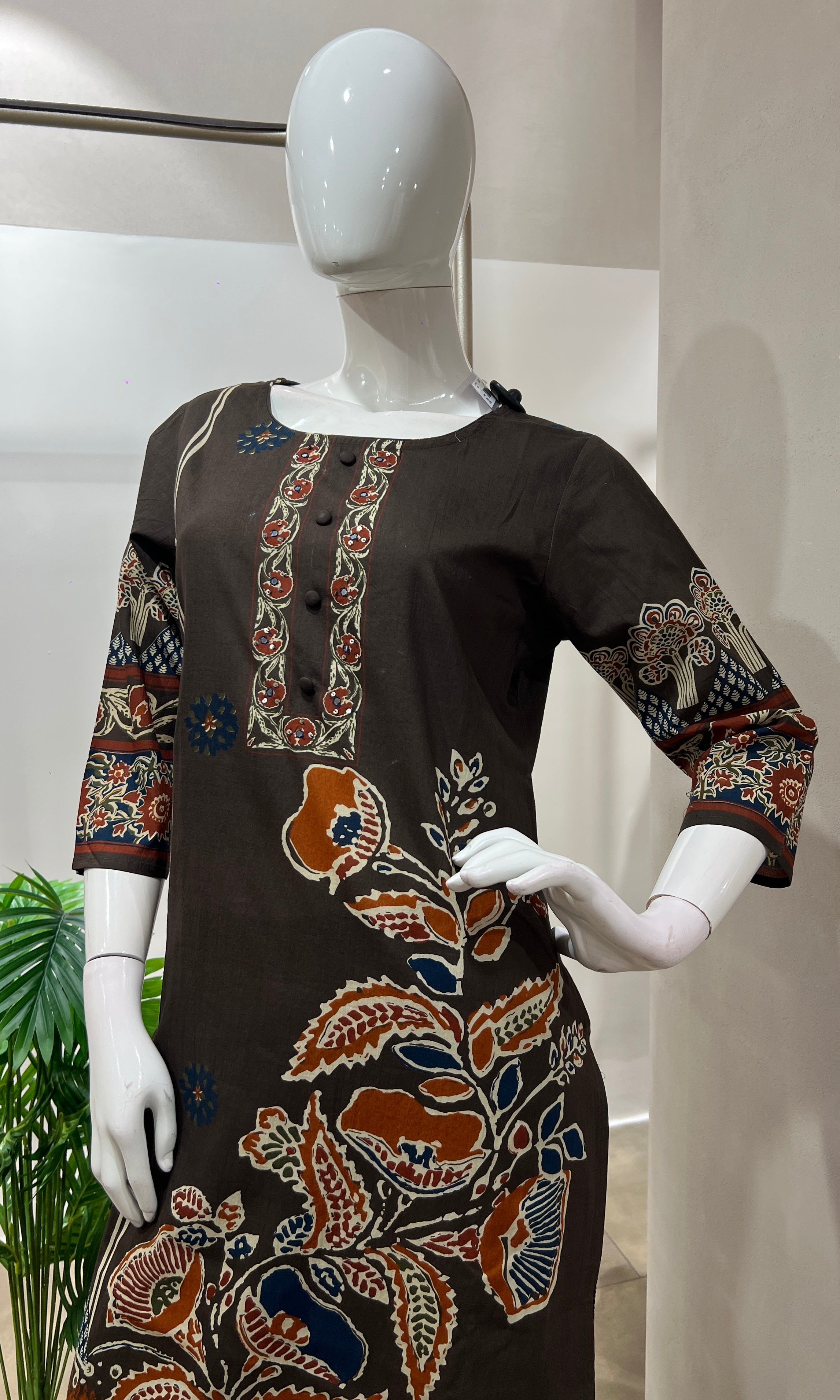 Brown FLORAL PRINTED kurta set