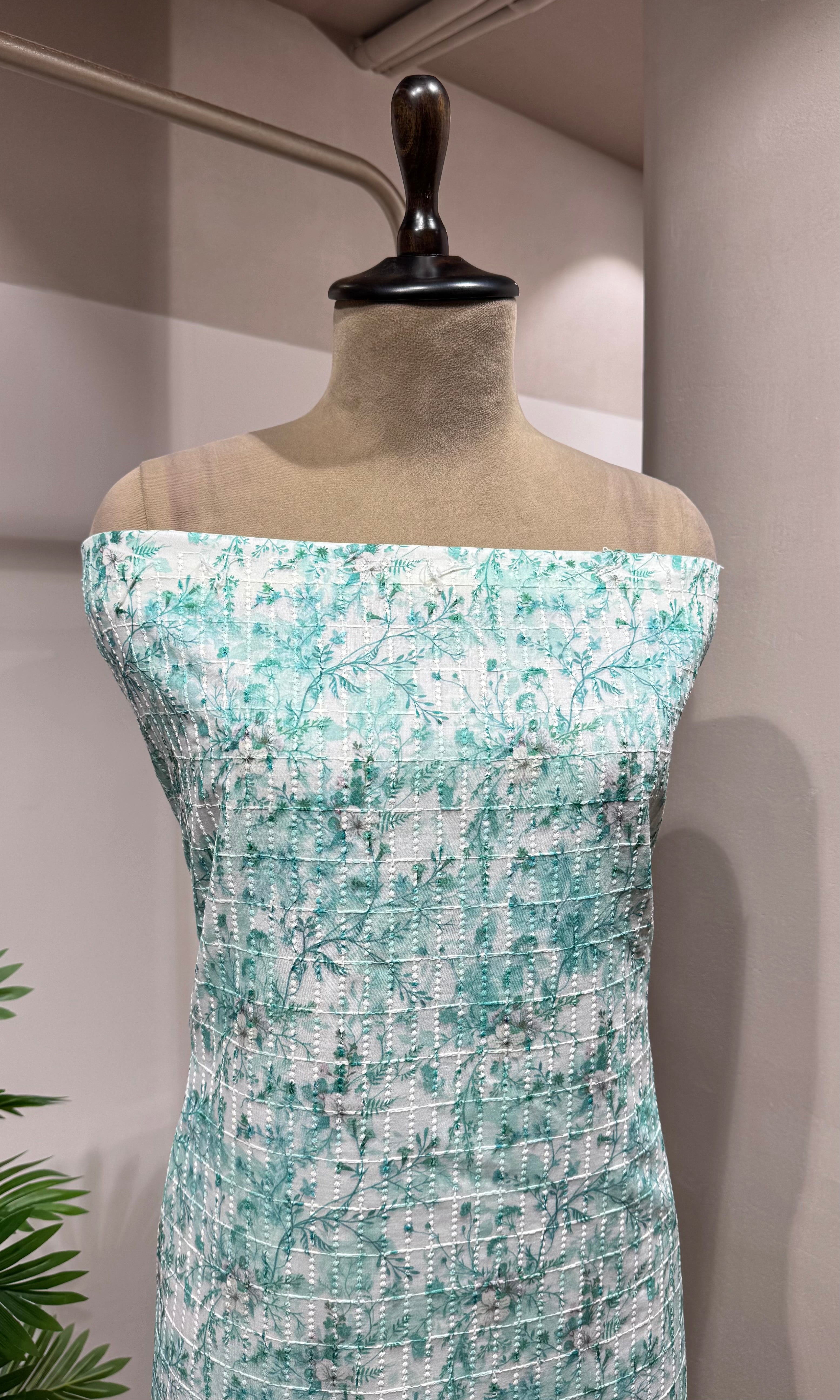 SKY BLUE embroidered DRESS material