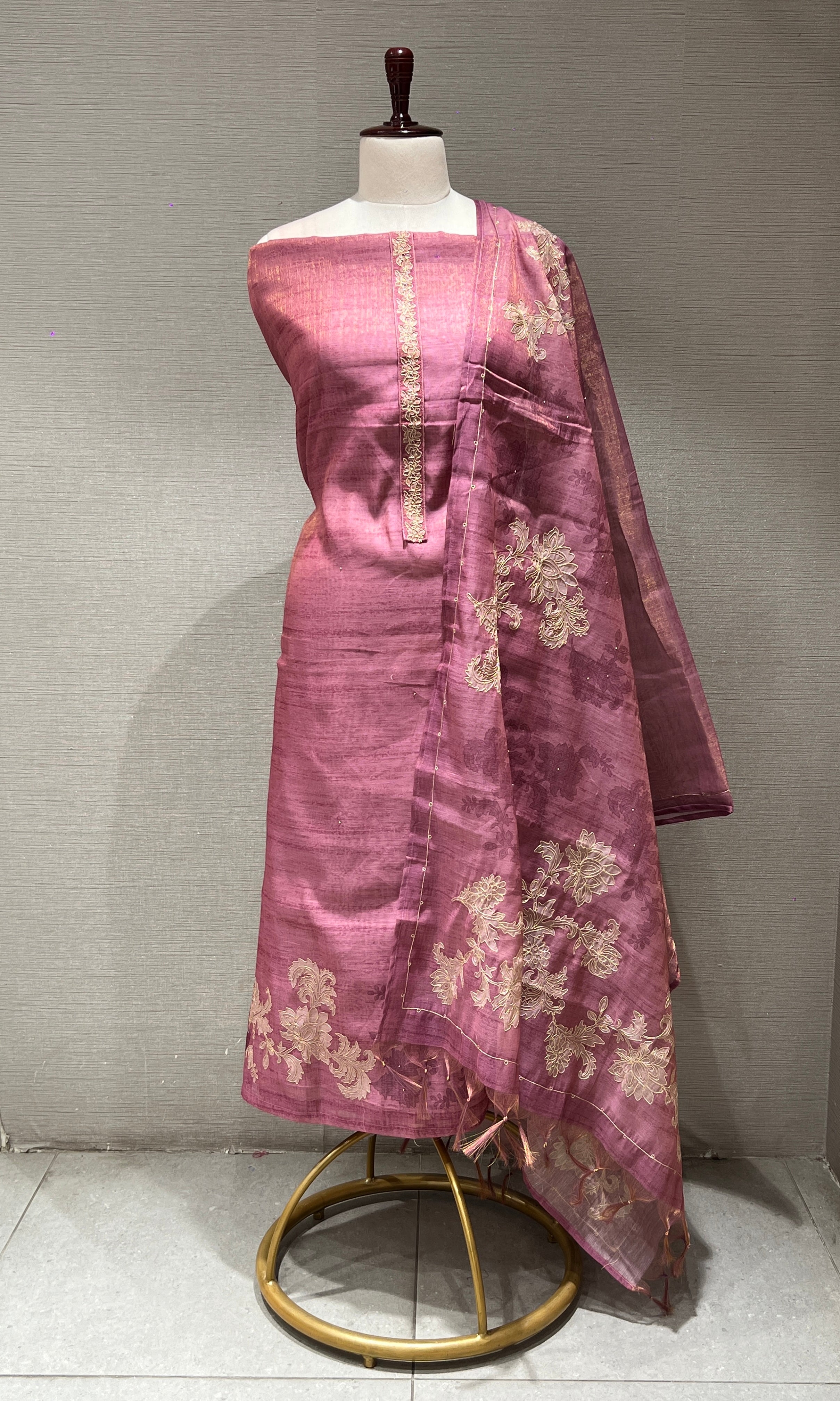 Onion pink dress material