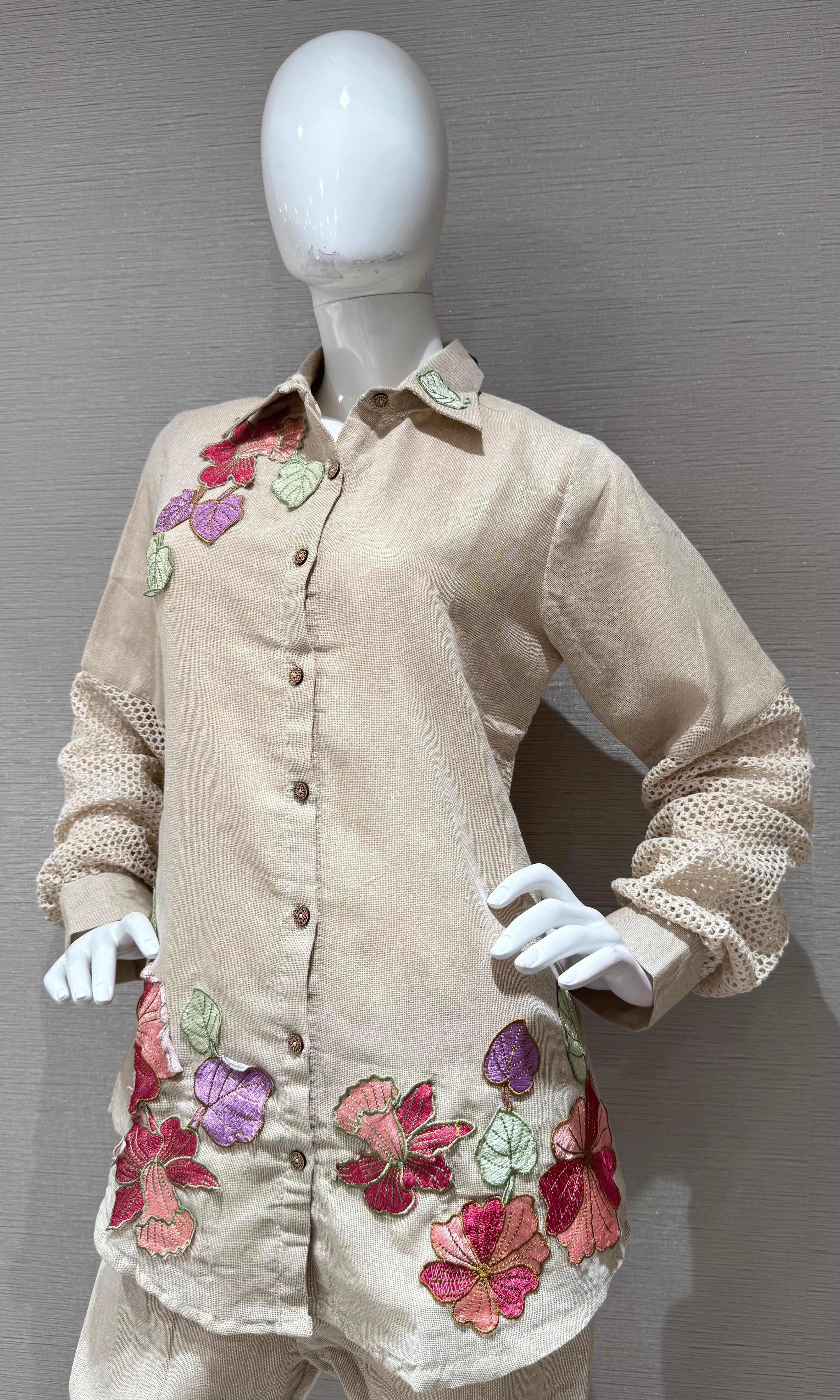 Beagh Floral Embroidered Shirt and Trouser Set