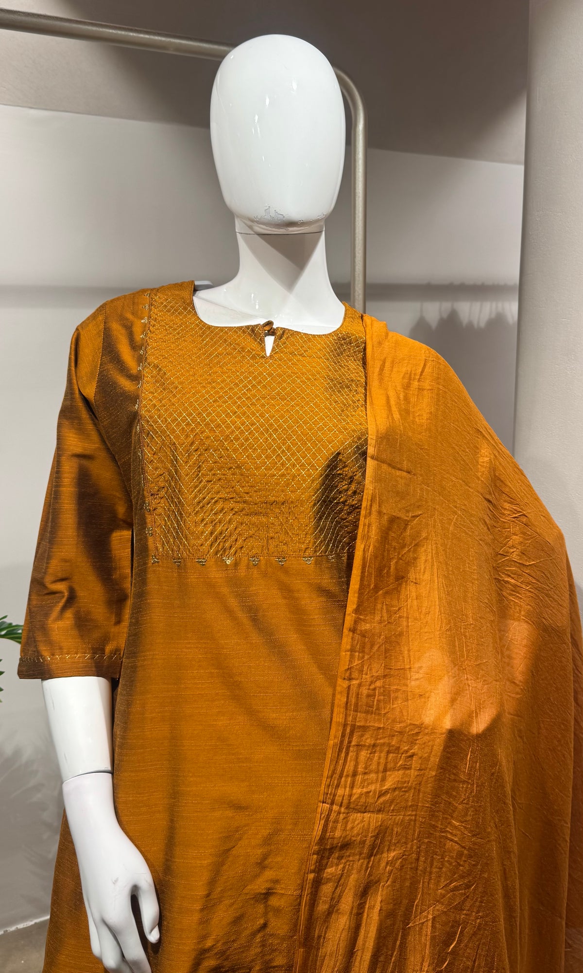RUST cotton silk kurta set