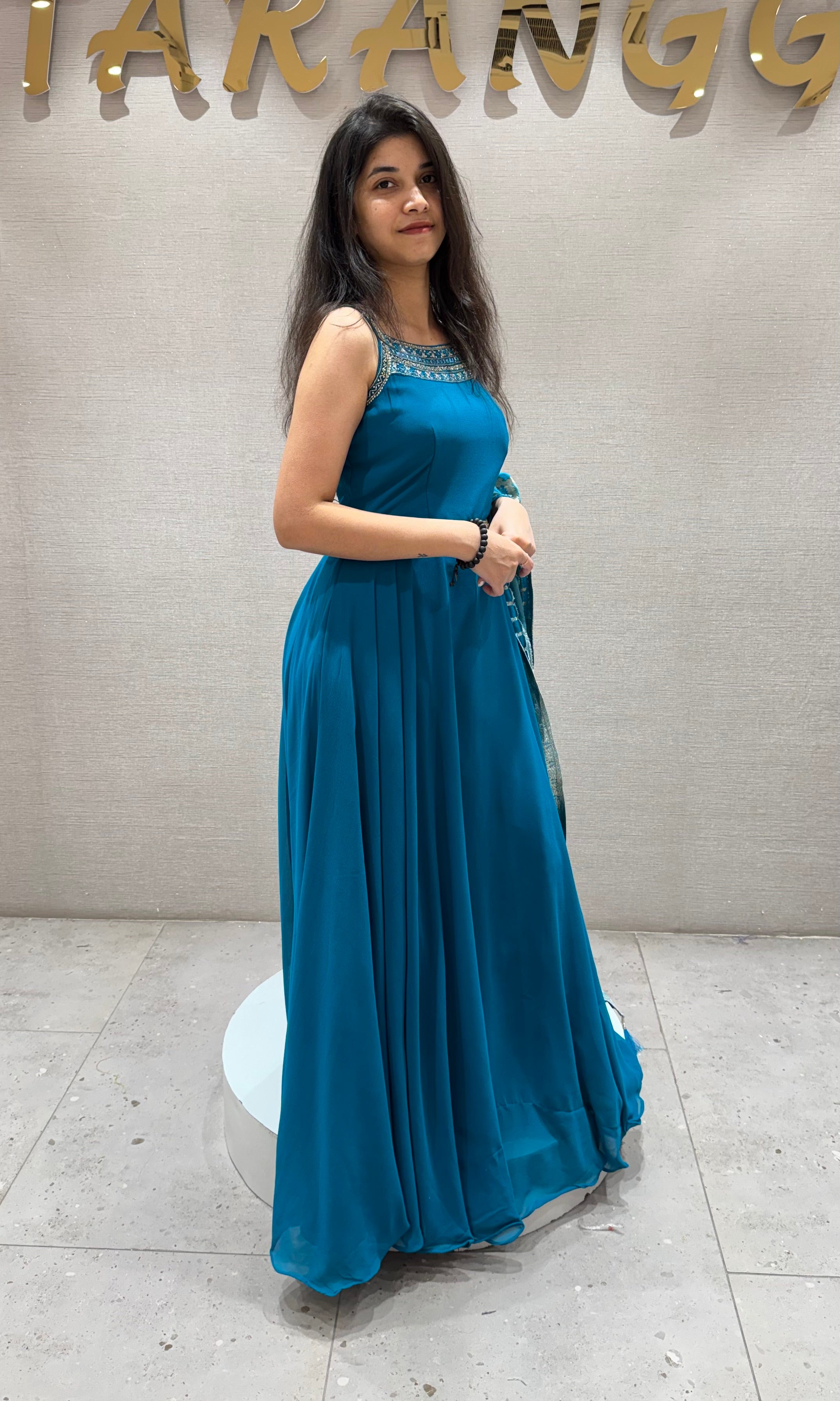 Rama blue LONG ANARKALI DRESS