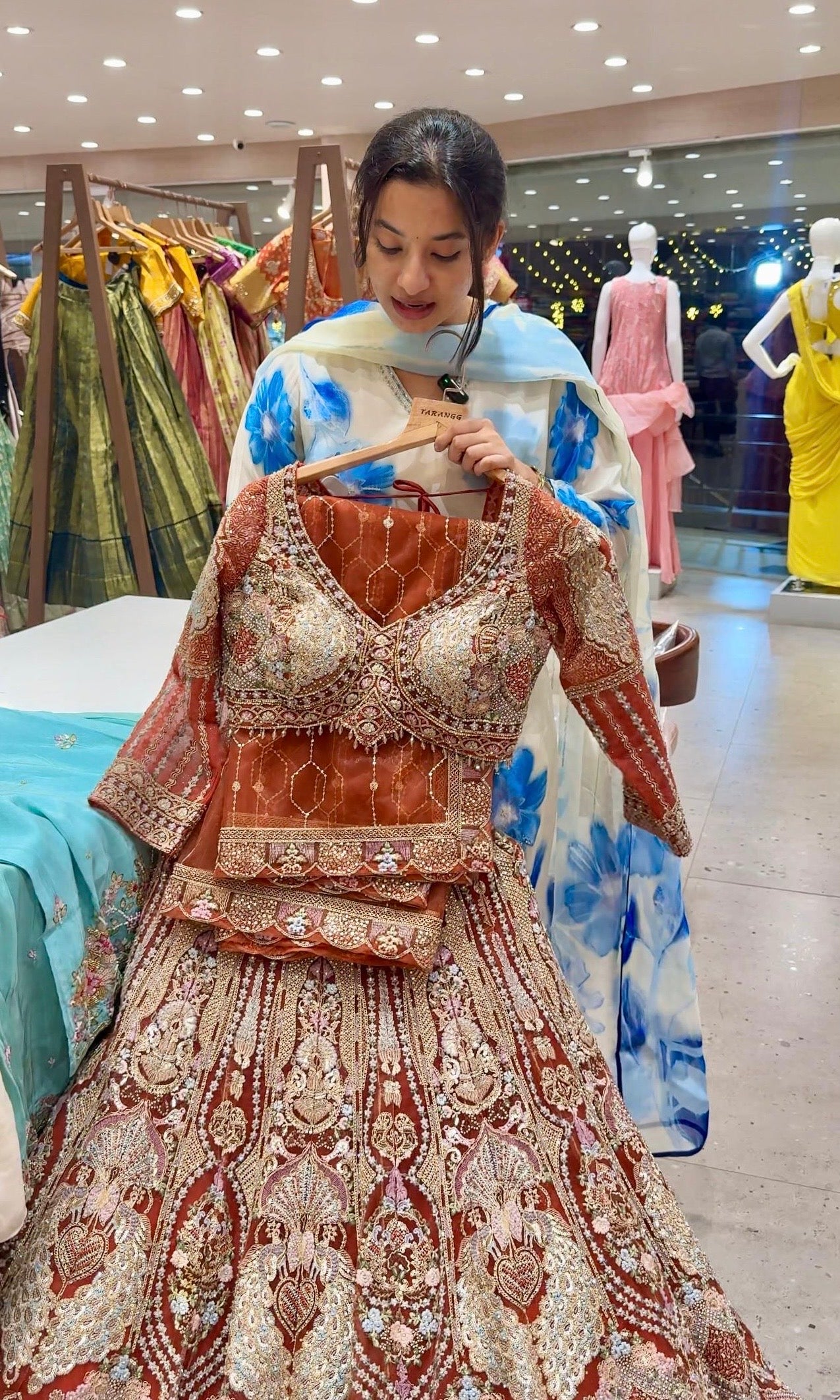 Rust Gold Classic embroidered Lehenga