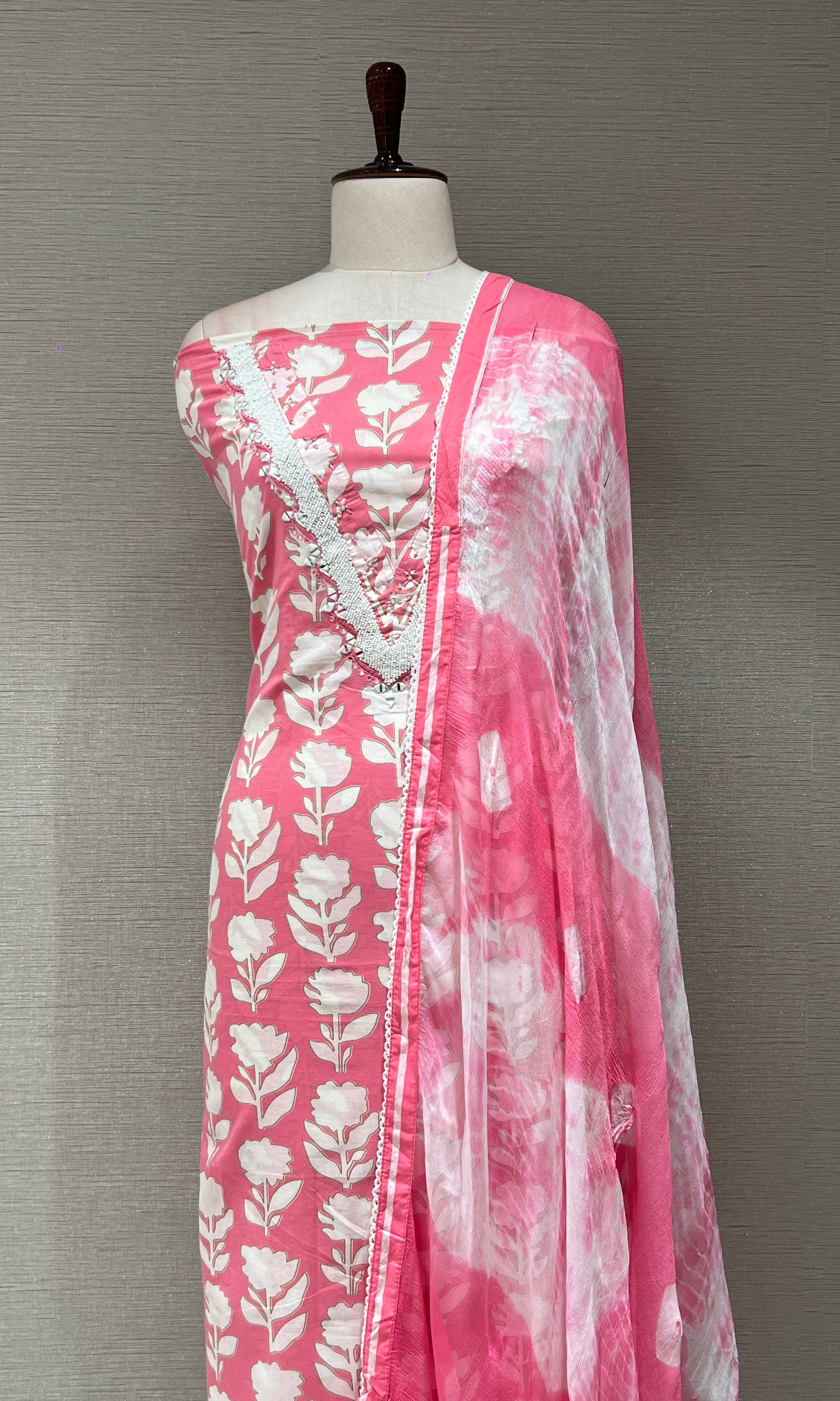 Light pink dress material