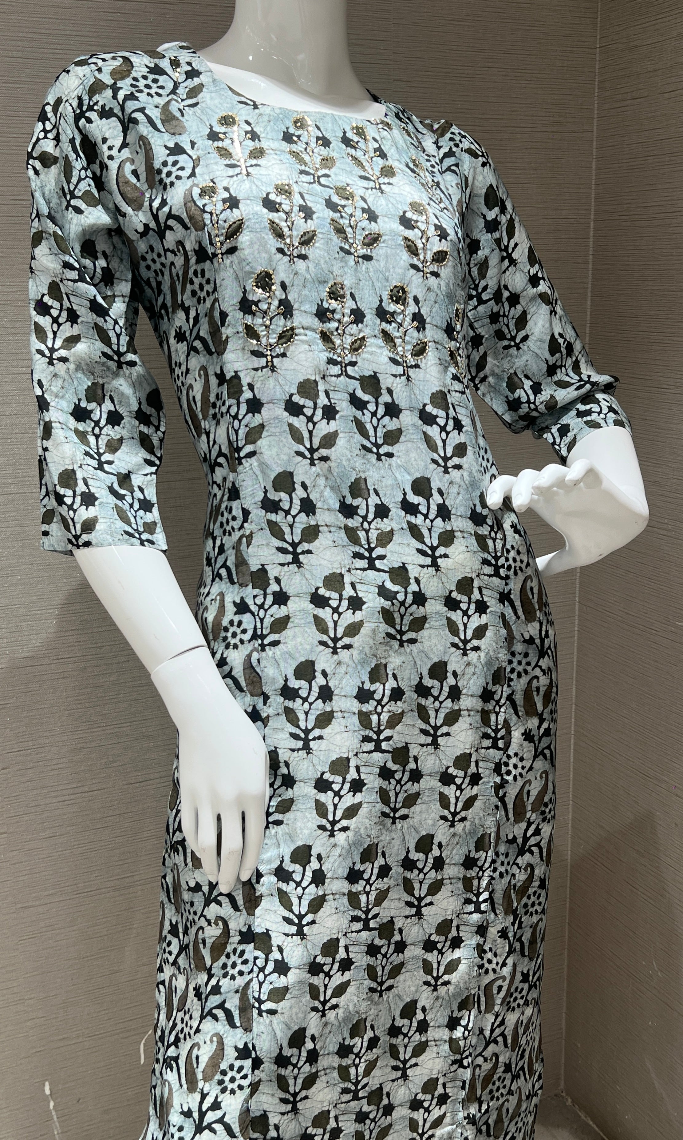 Grey Floral Print Kurti top