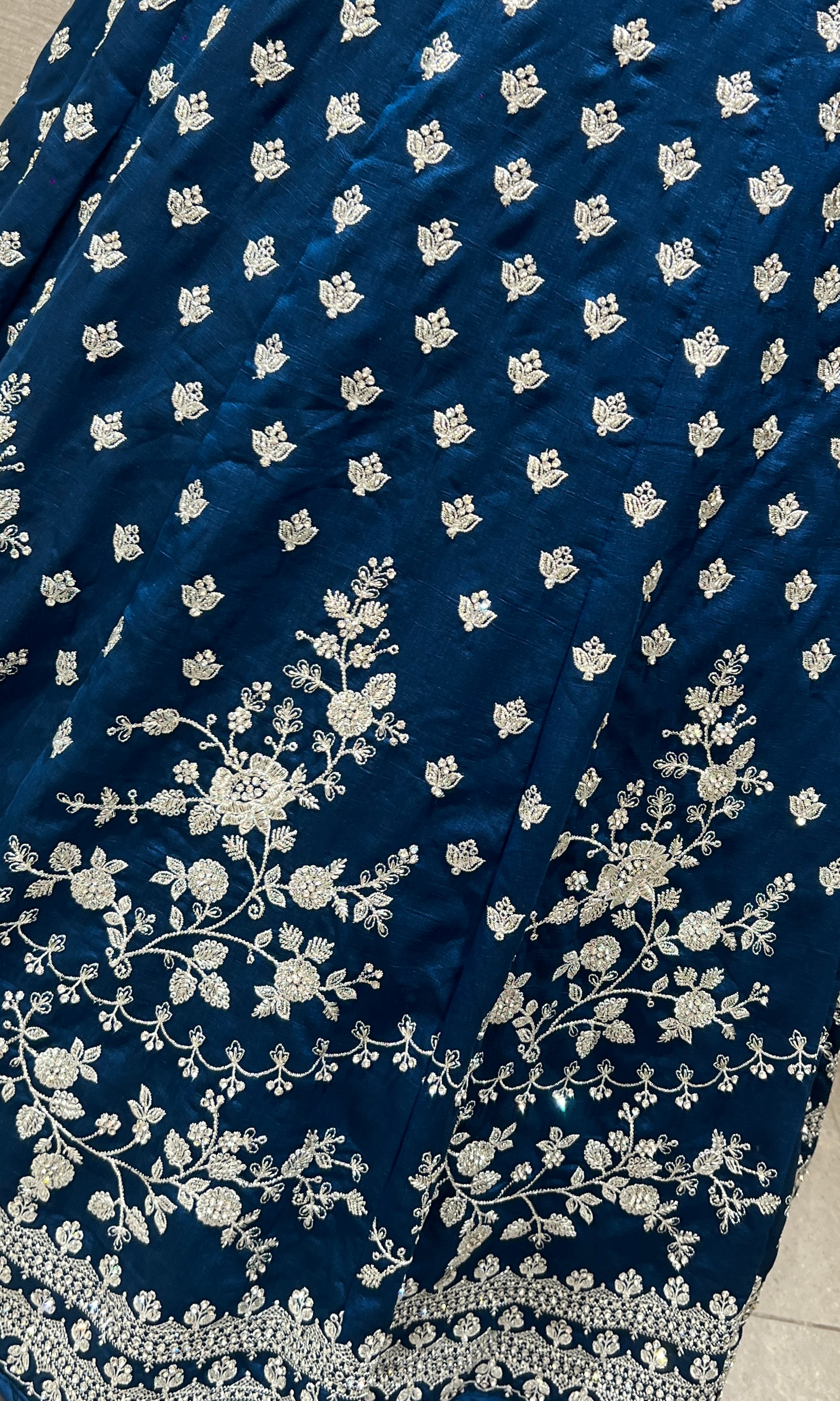 Blue FLORAL EMBROIDERED Lehenga