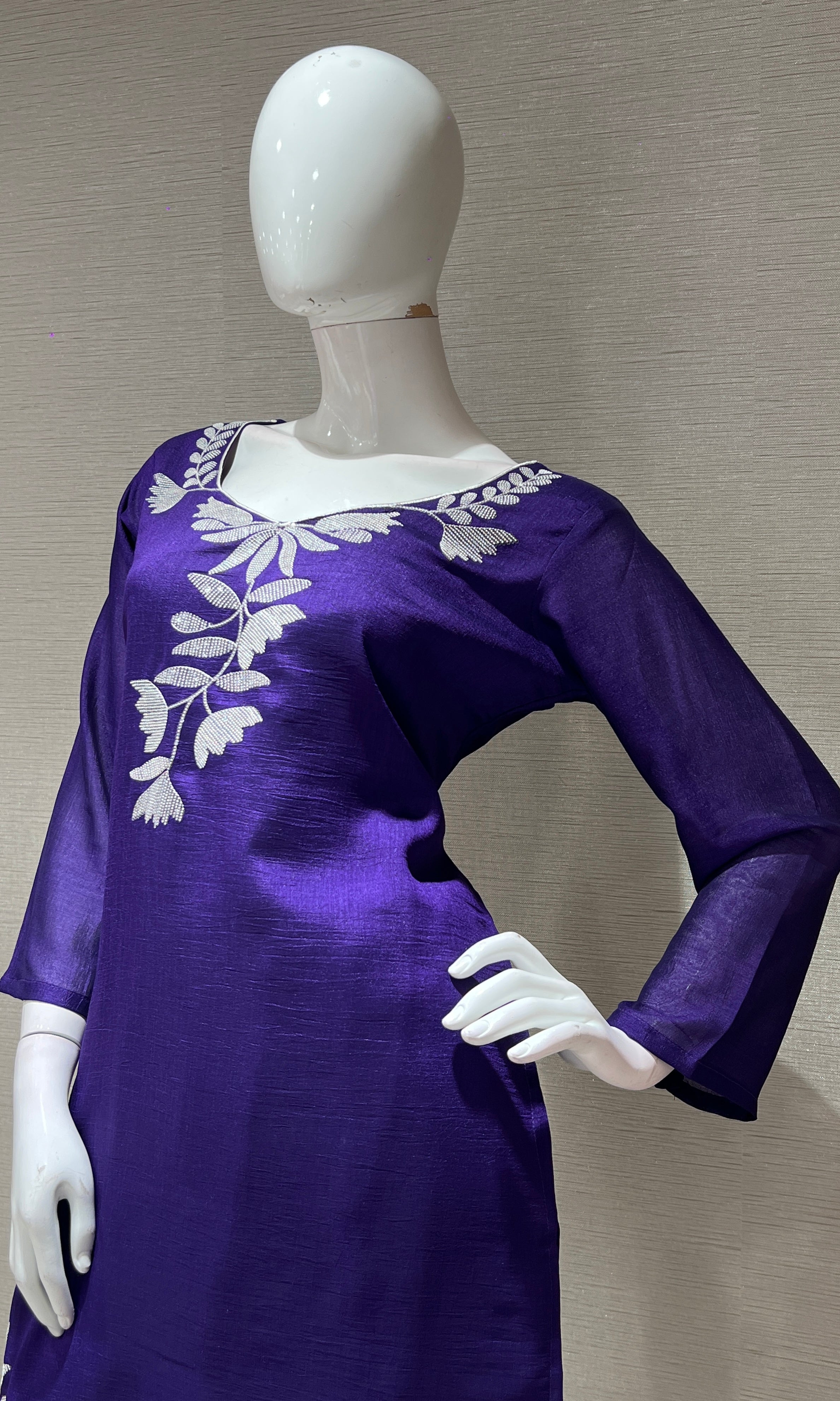 PURPLE FLORAL PRINTED KURTA SET