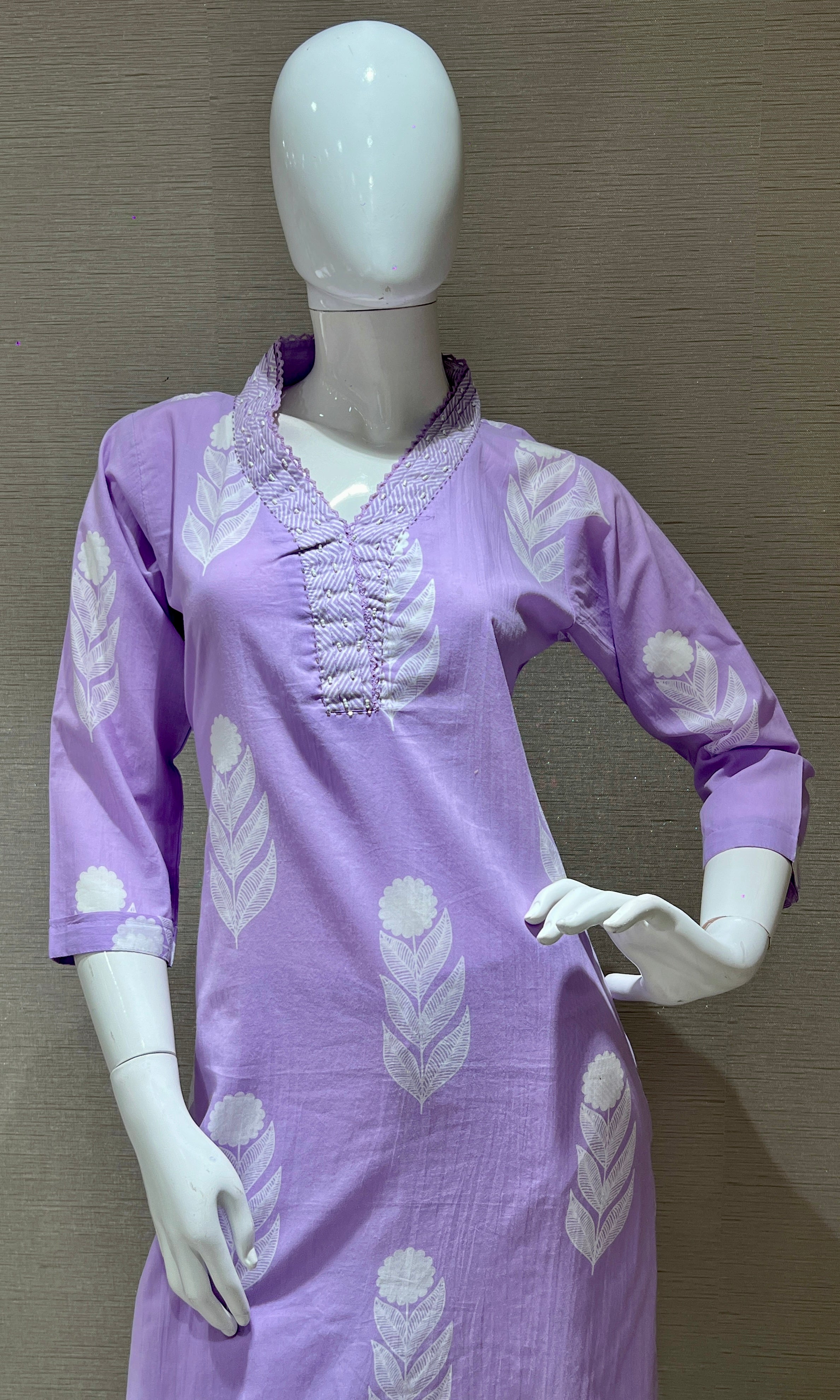 Lavender Floral Printed Kurta Set