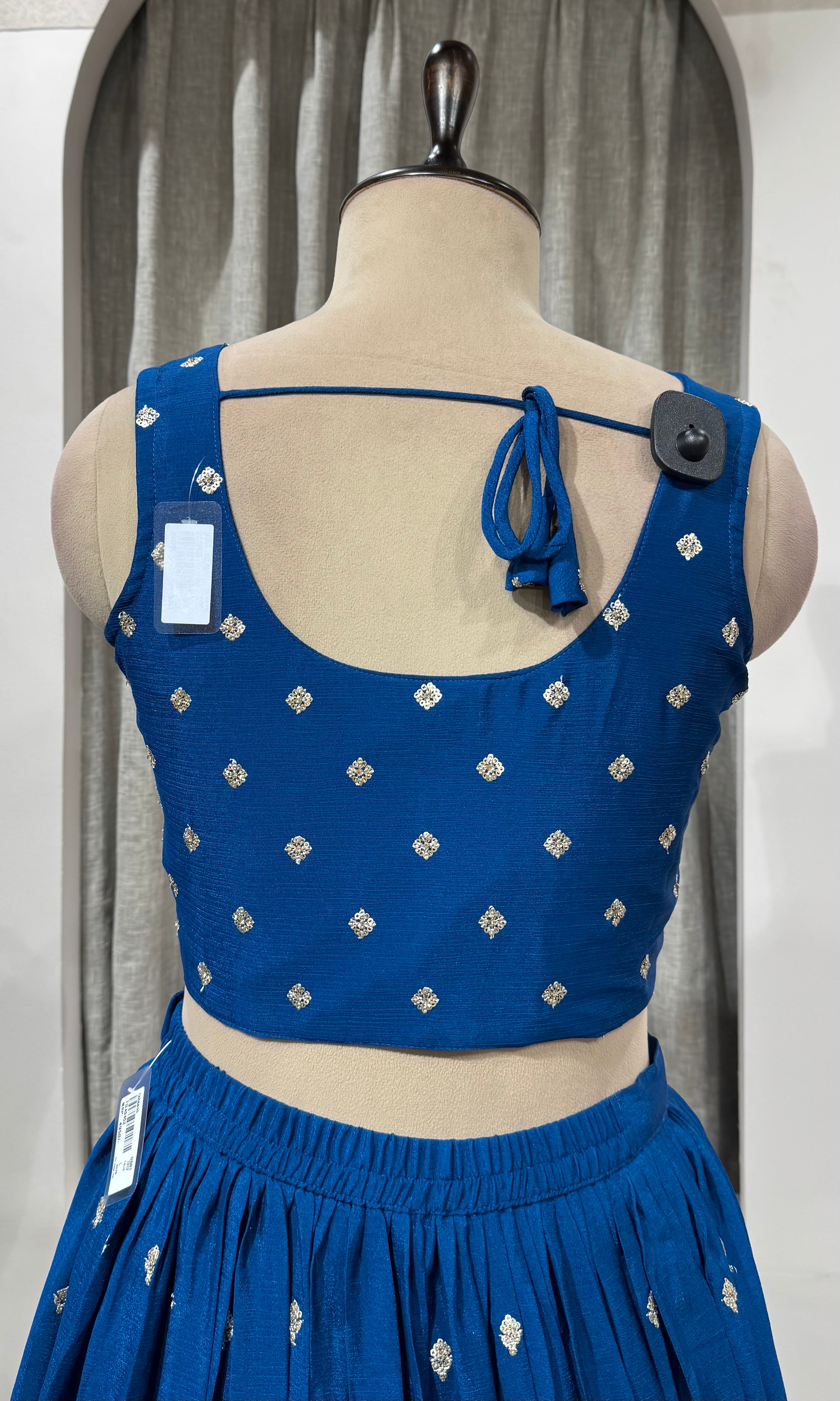 Teal Blue Georgette Lehenga with Silver Embroidery