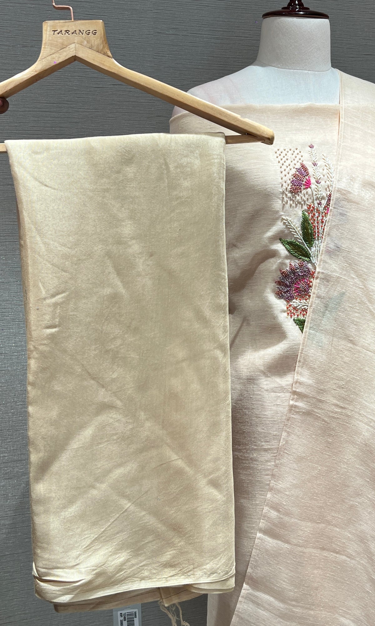 Cream FLORAL dress material