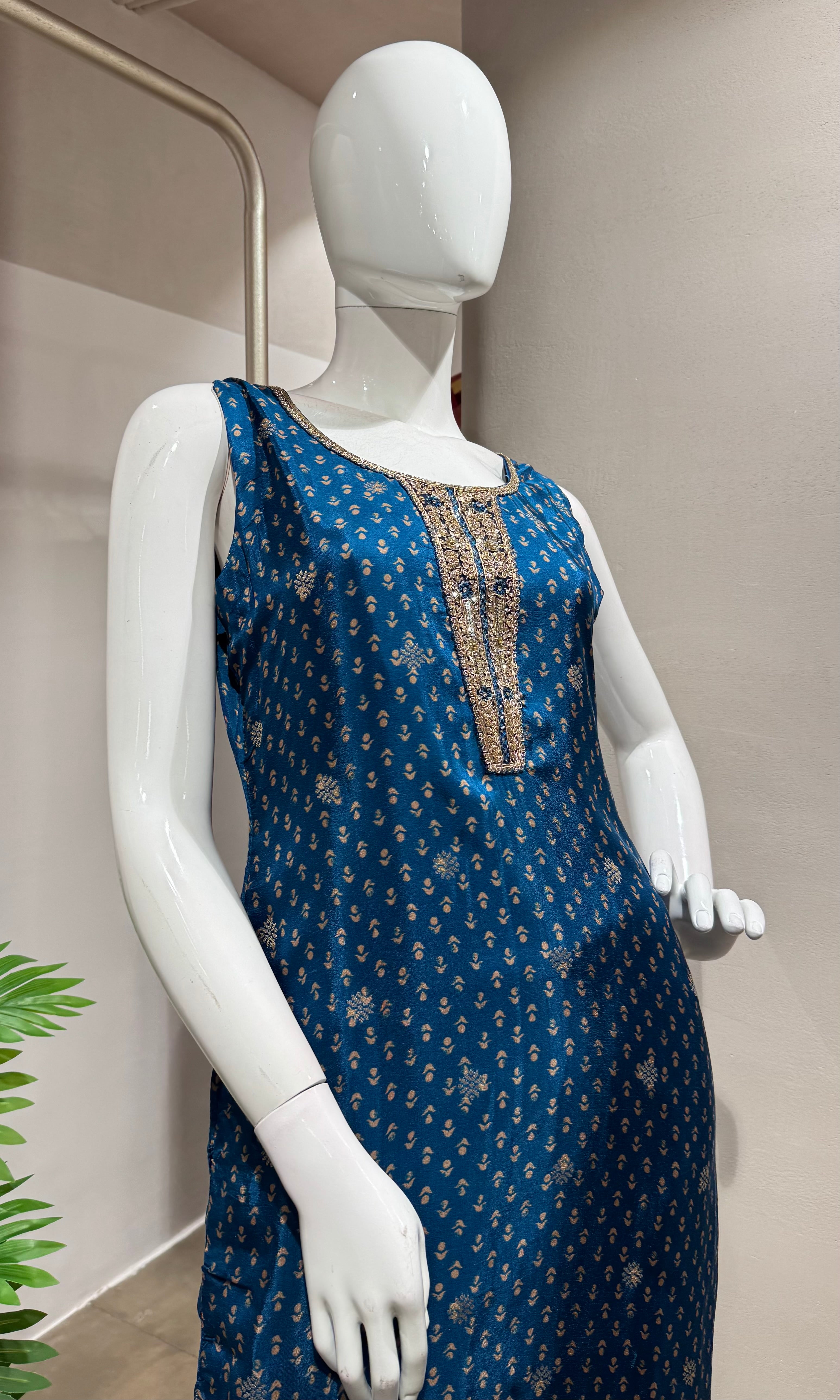 RAMA Blue Embroidered KURTA Set