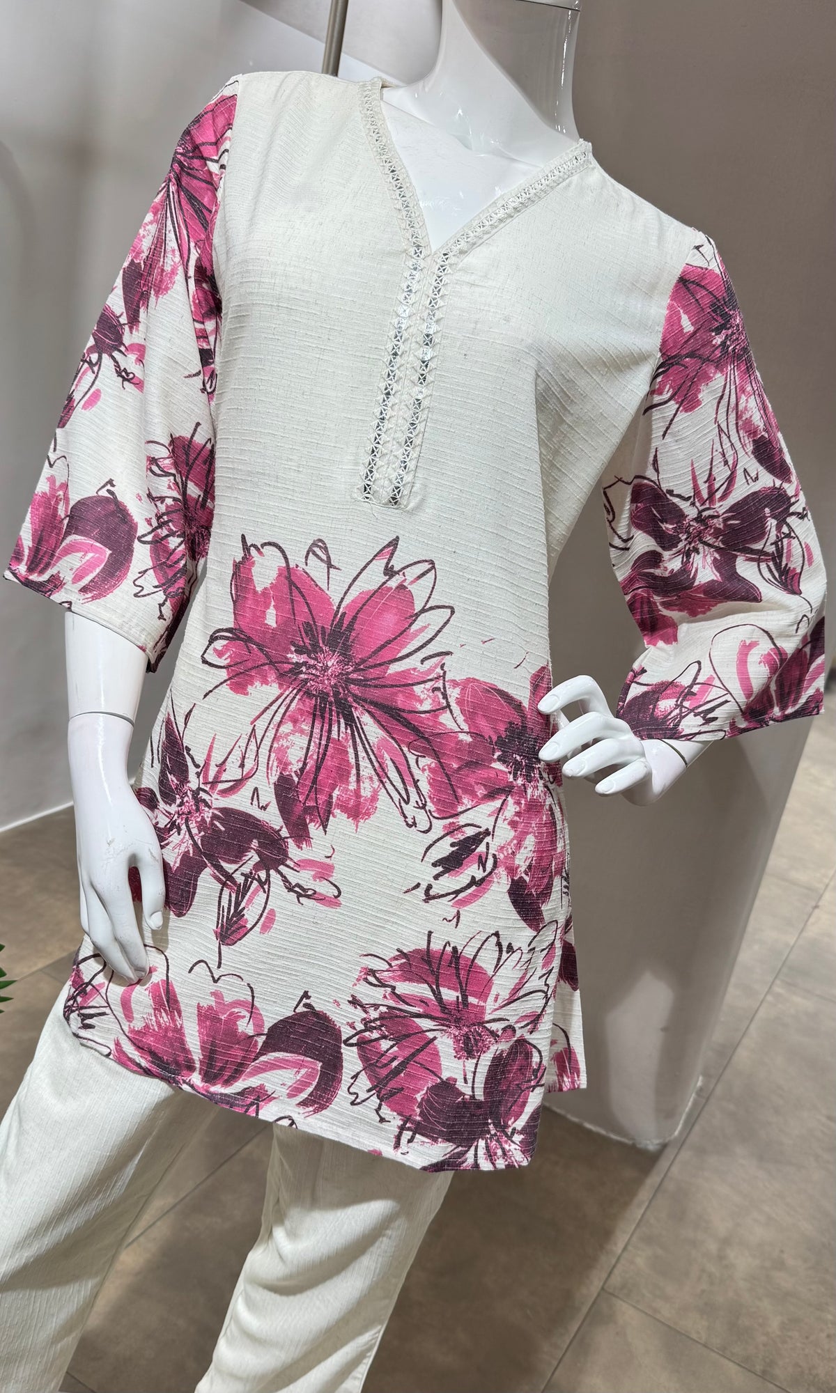 PINK FLORAL PRINTED CORD SET
