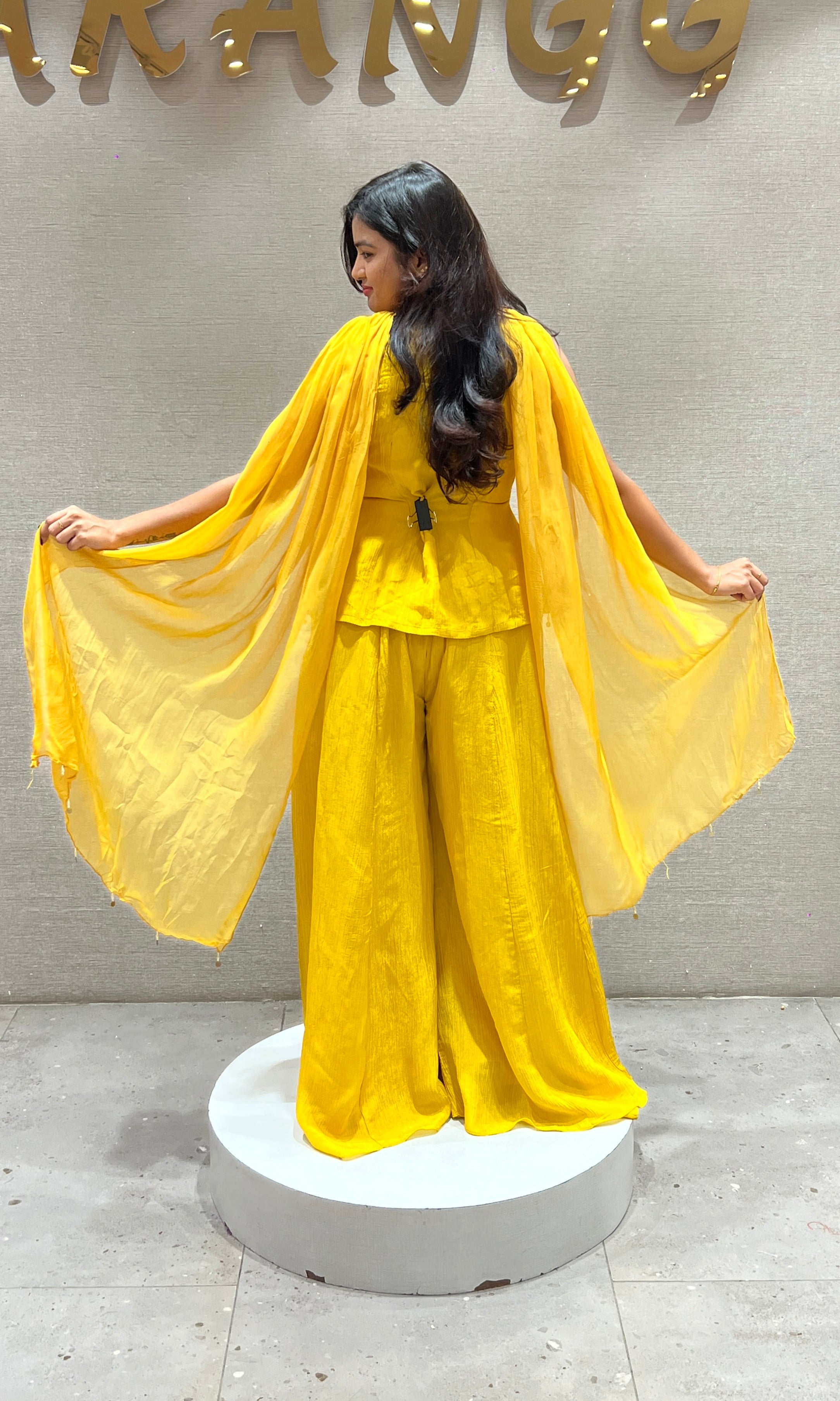 Yellow Embellished Jacket Top and Sharara