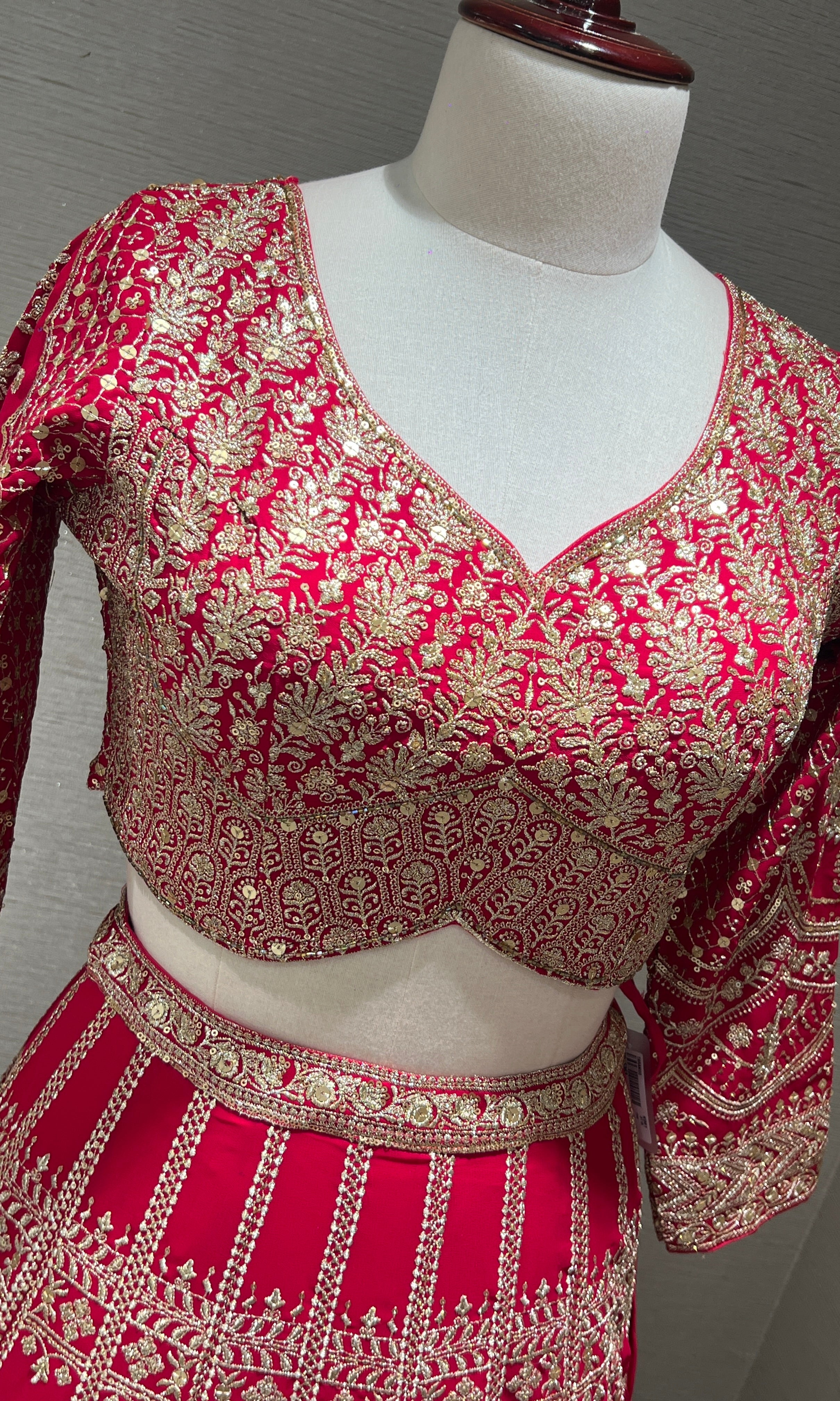 Pink Zari Lehenga with Golden Embroidery
