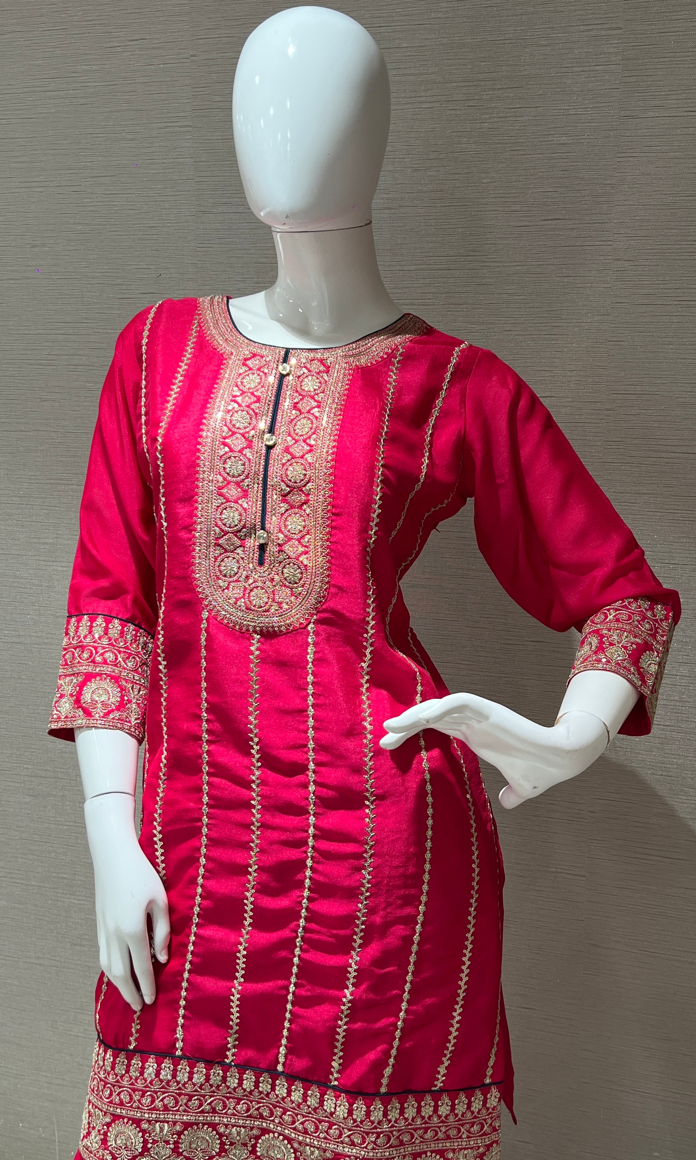 Pink Sharara Set with Contrast Dupatta