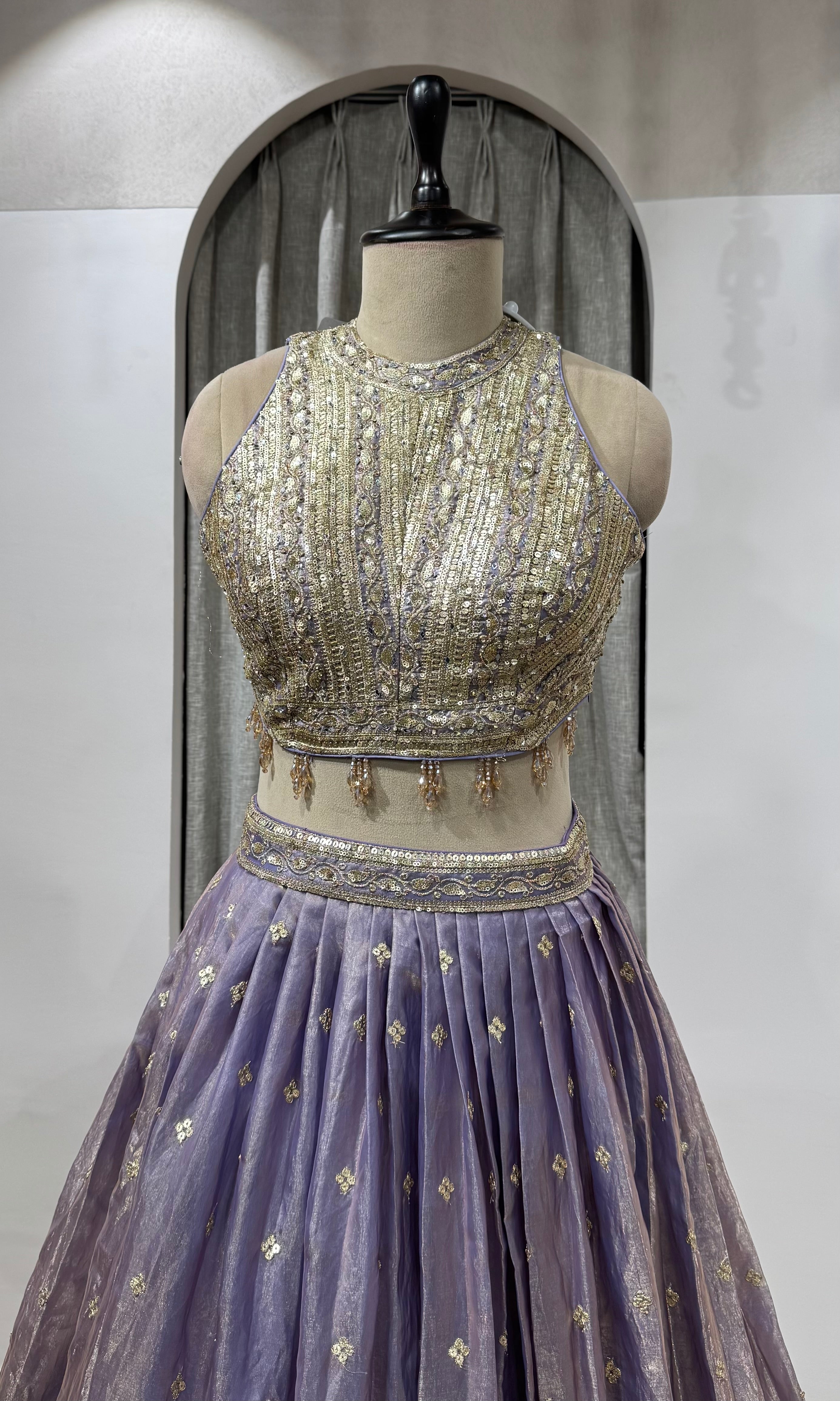 Lavender Zari Tissue Lehenga Set