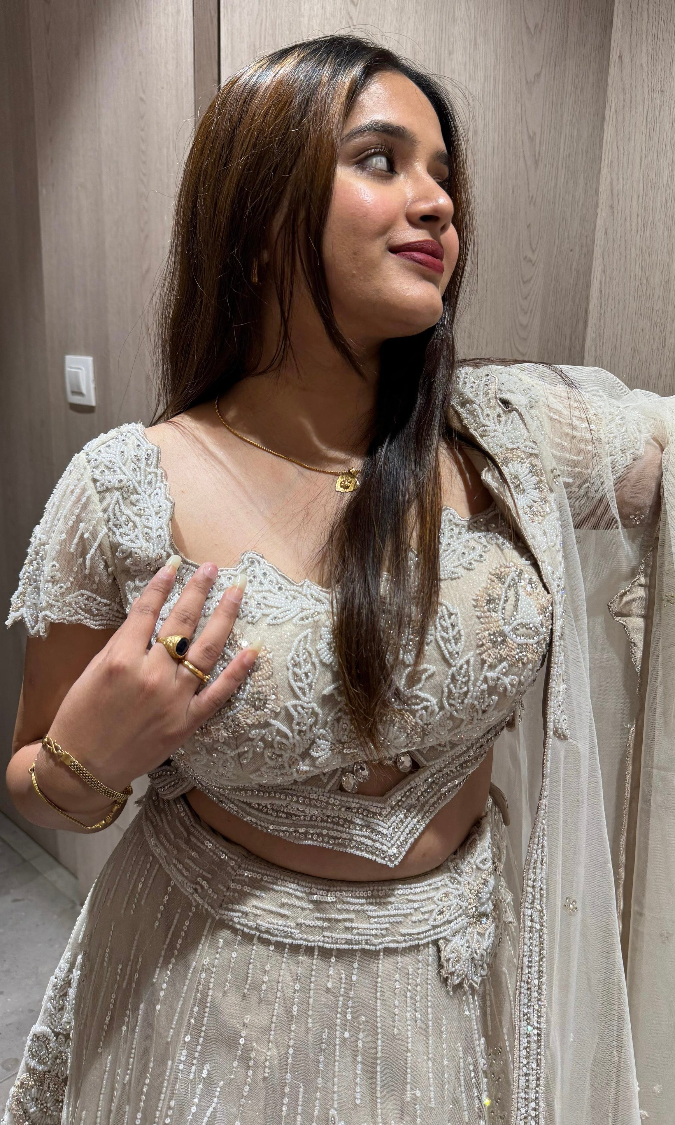 SILVER LEHENGA WITH INTRICATE EMBROIDERY