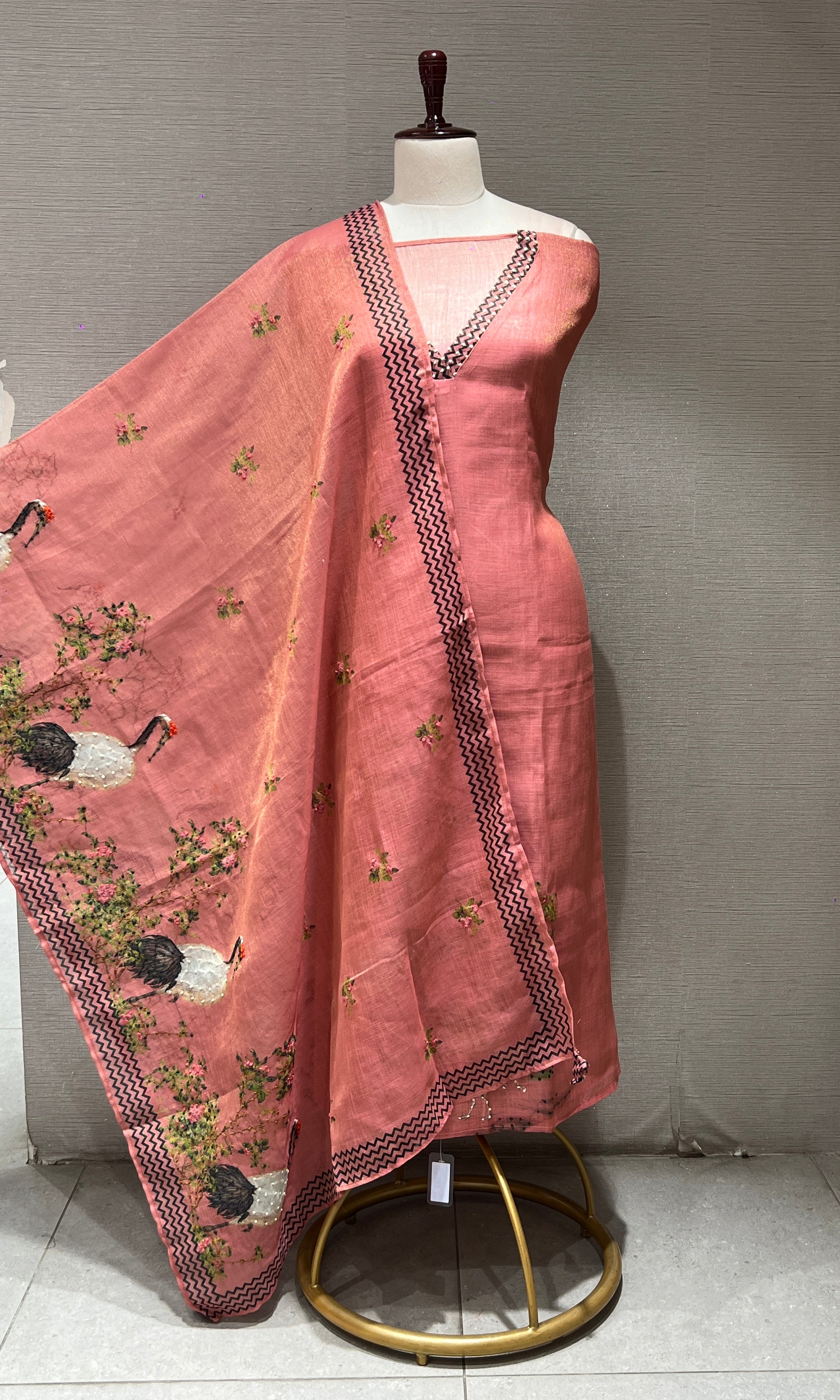 Peach dress material