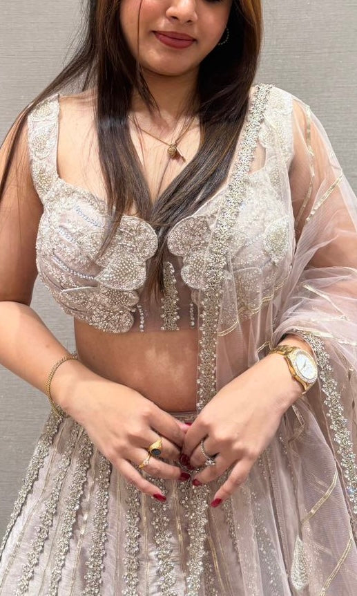 BLUSH PINK MAUVE RAW SILK LEHENGA