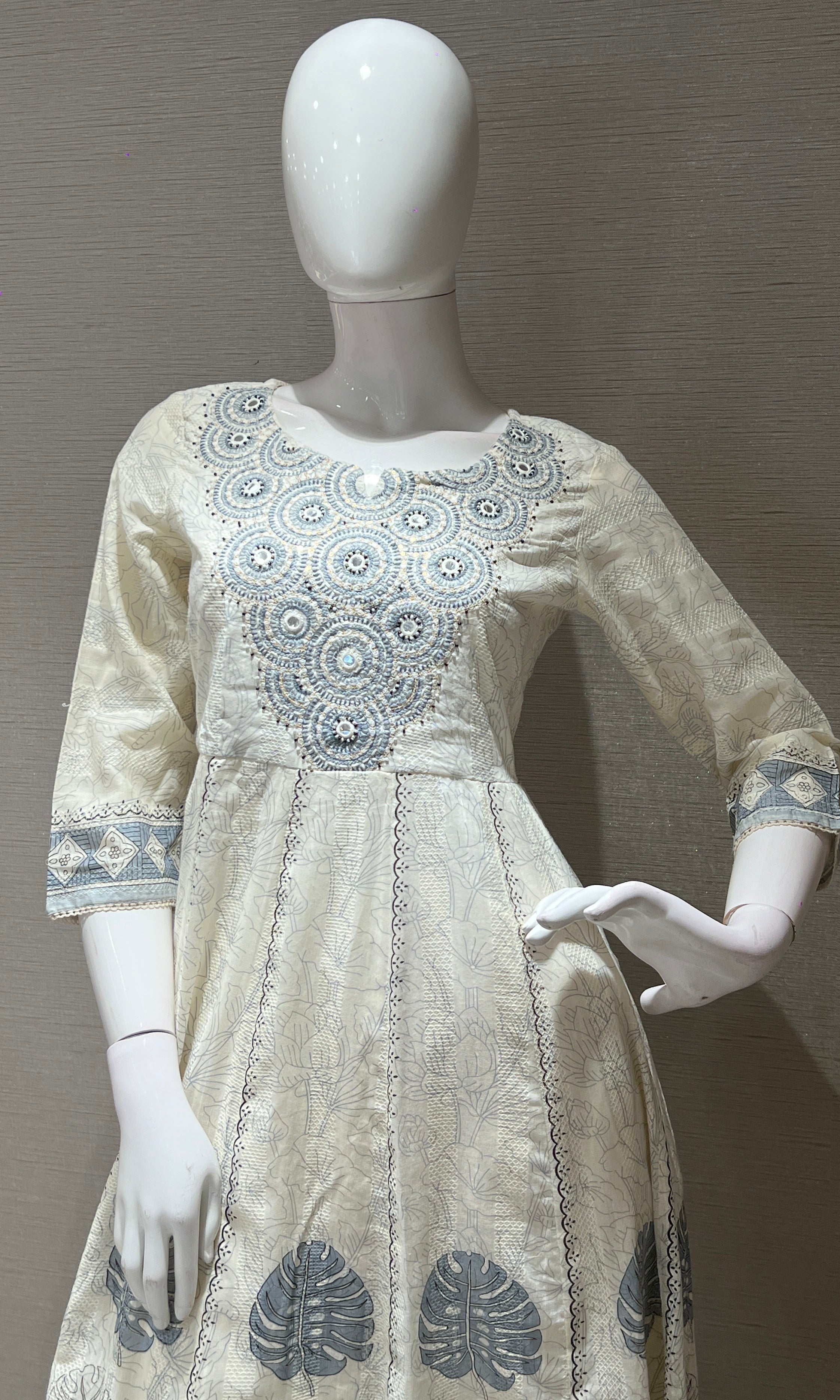 Light blue floral print kurta set