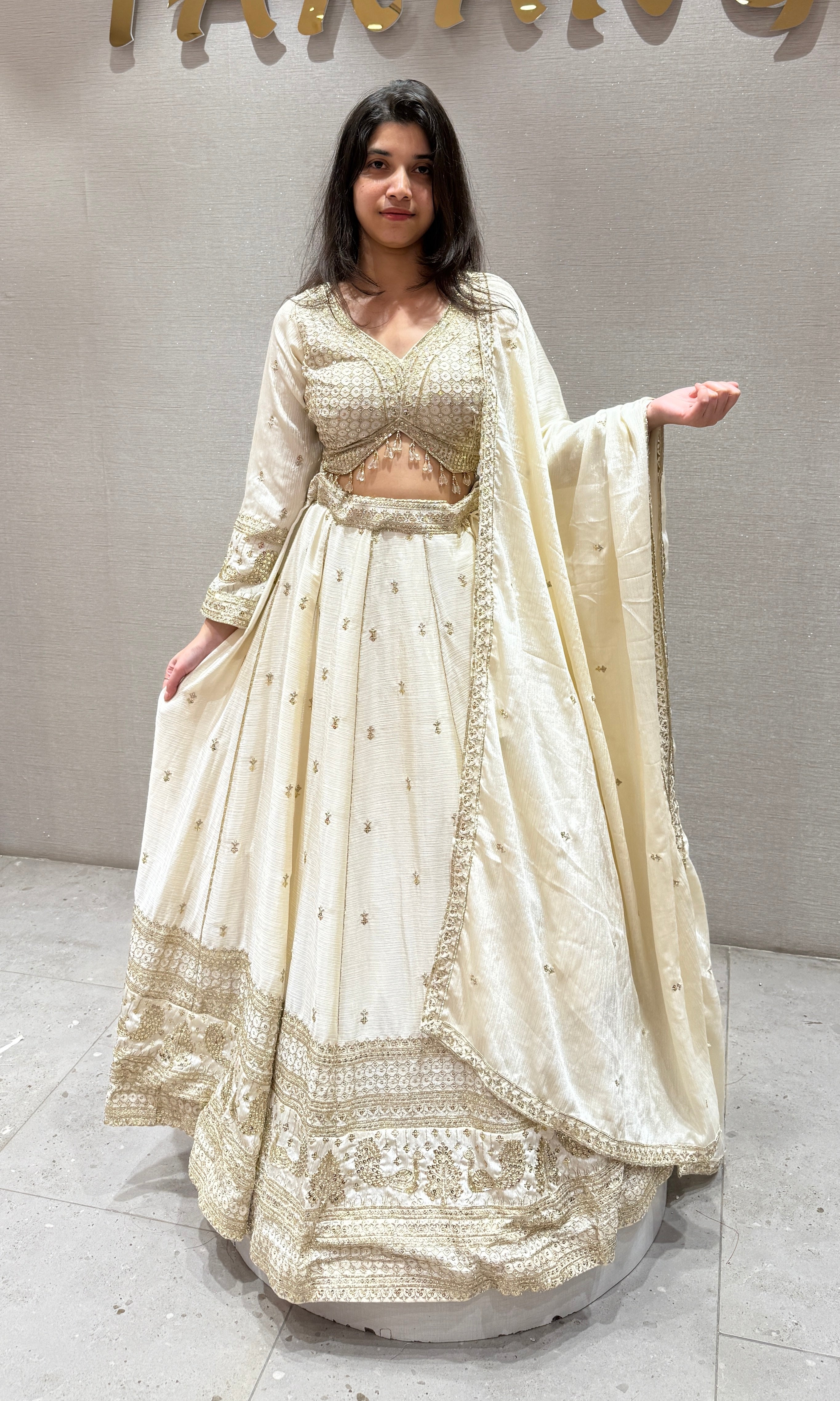 Cream Lehenga