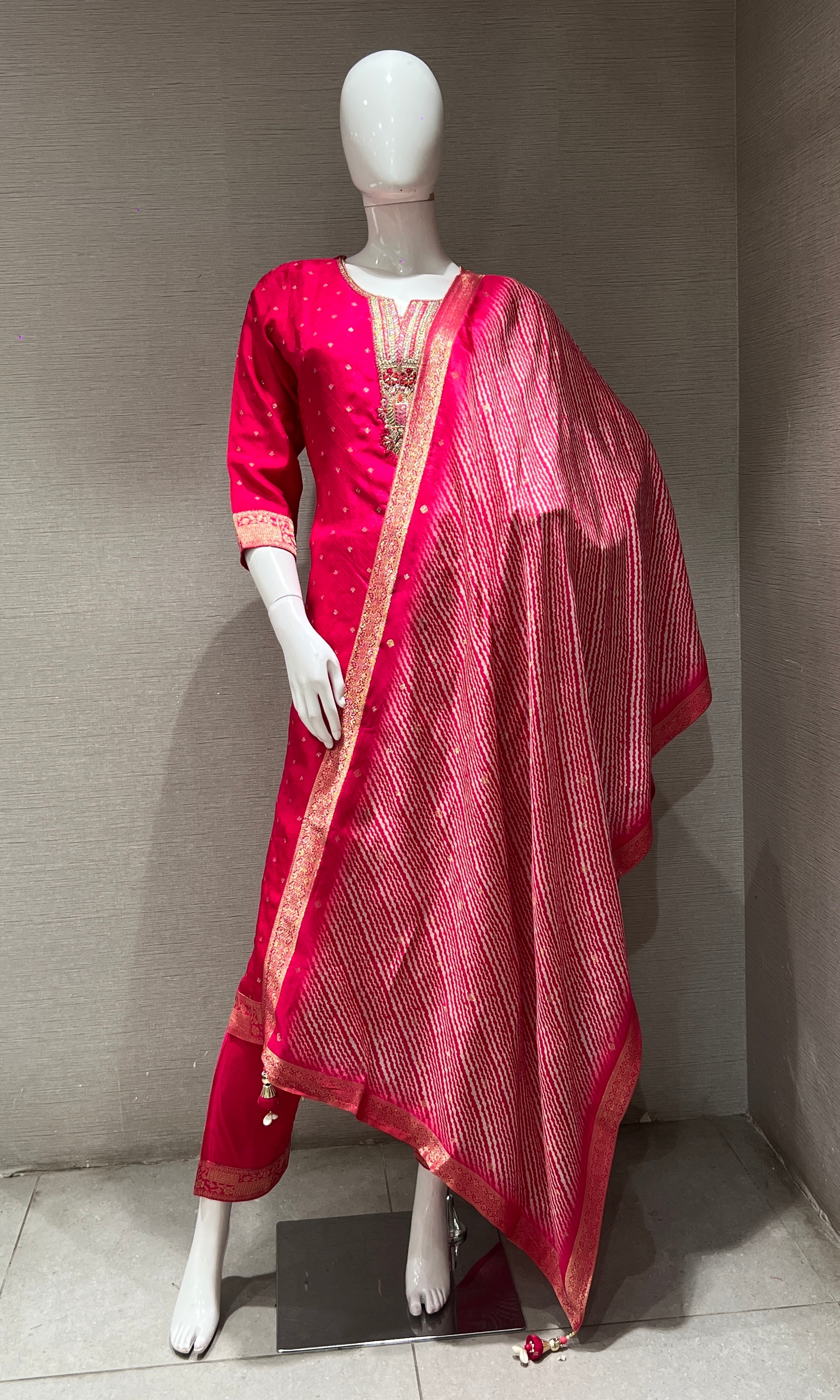 RANI PINK EMBROIDERED KURTA SET