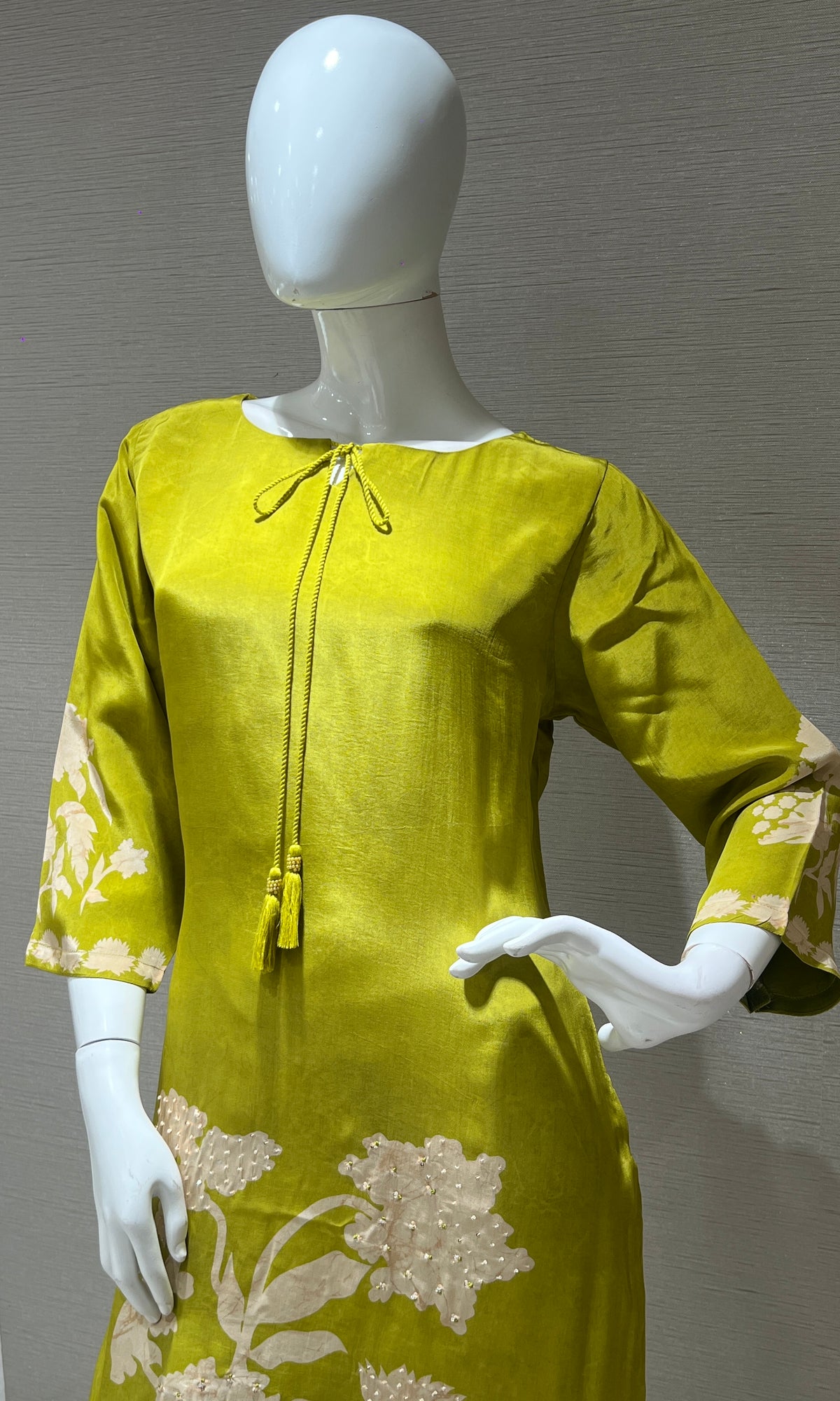 Olive Green Floral Kurti top