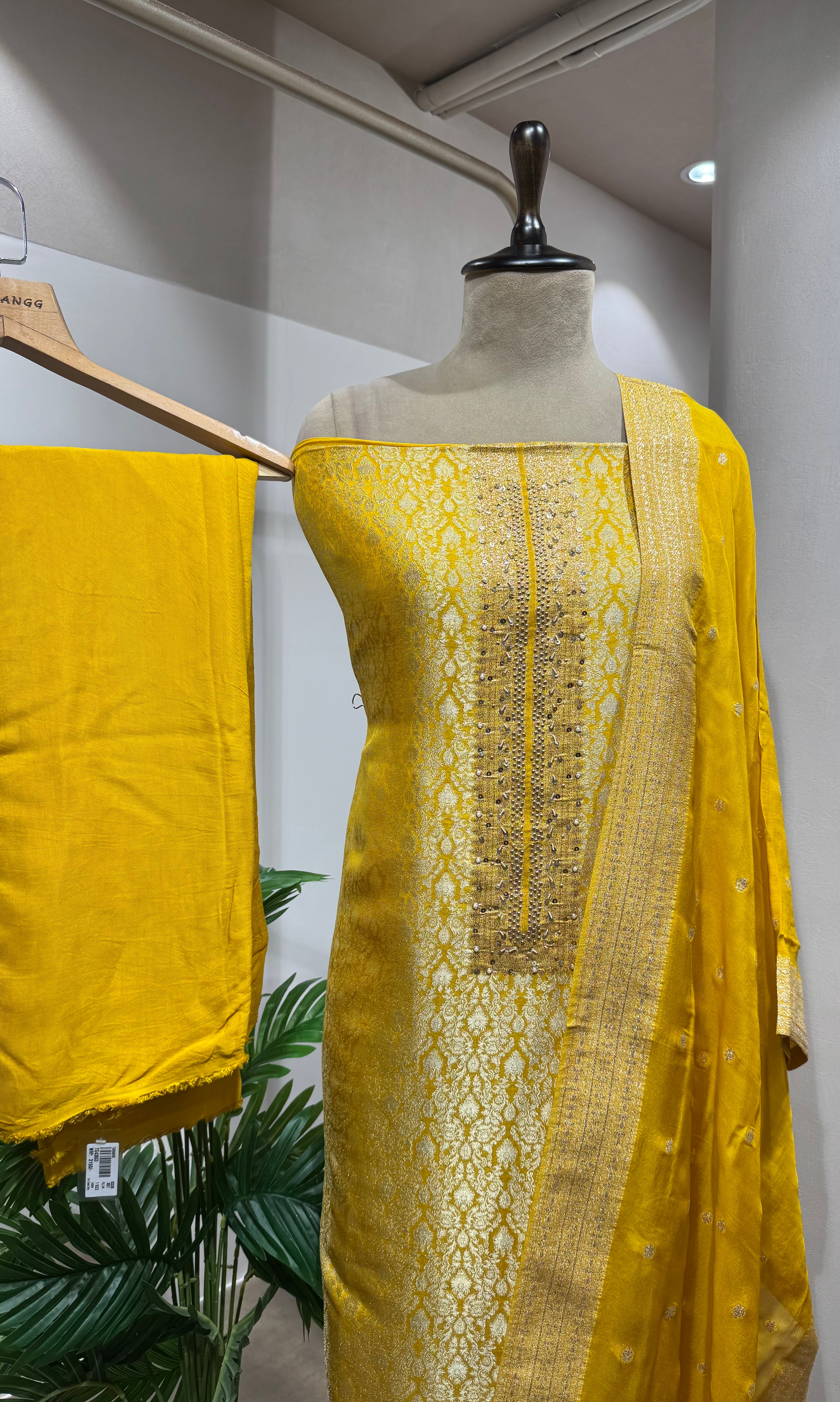 Yellow Georgette Banarasi DRESS MATERIAL