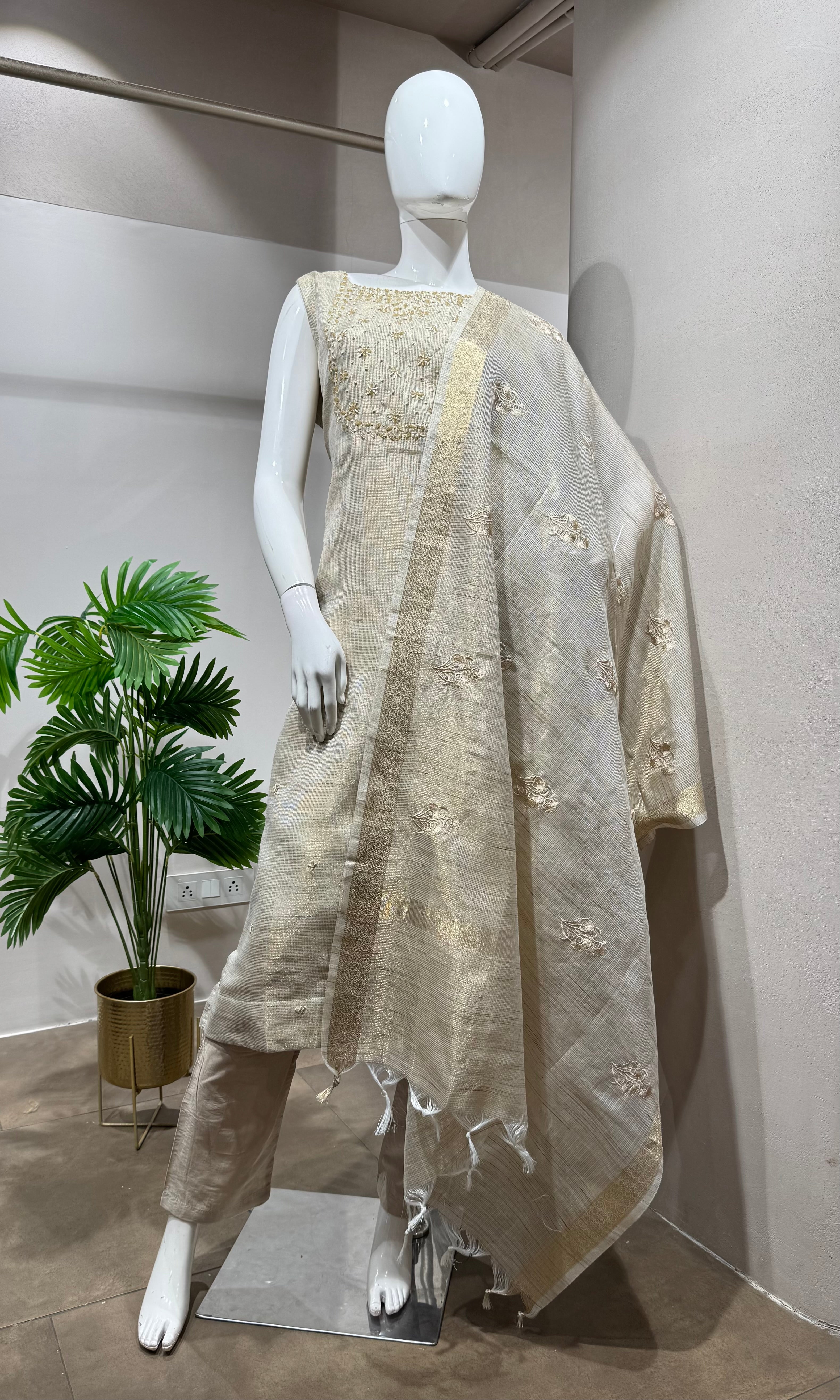 Fawn Golden Shimmer Ethnic Wear kurta set