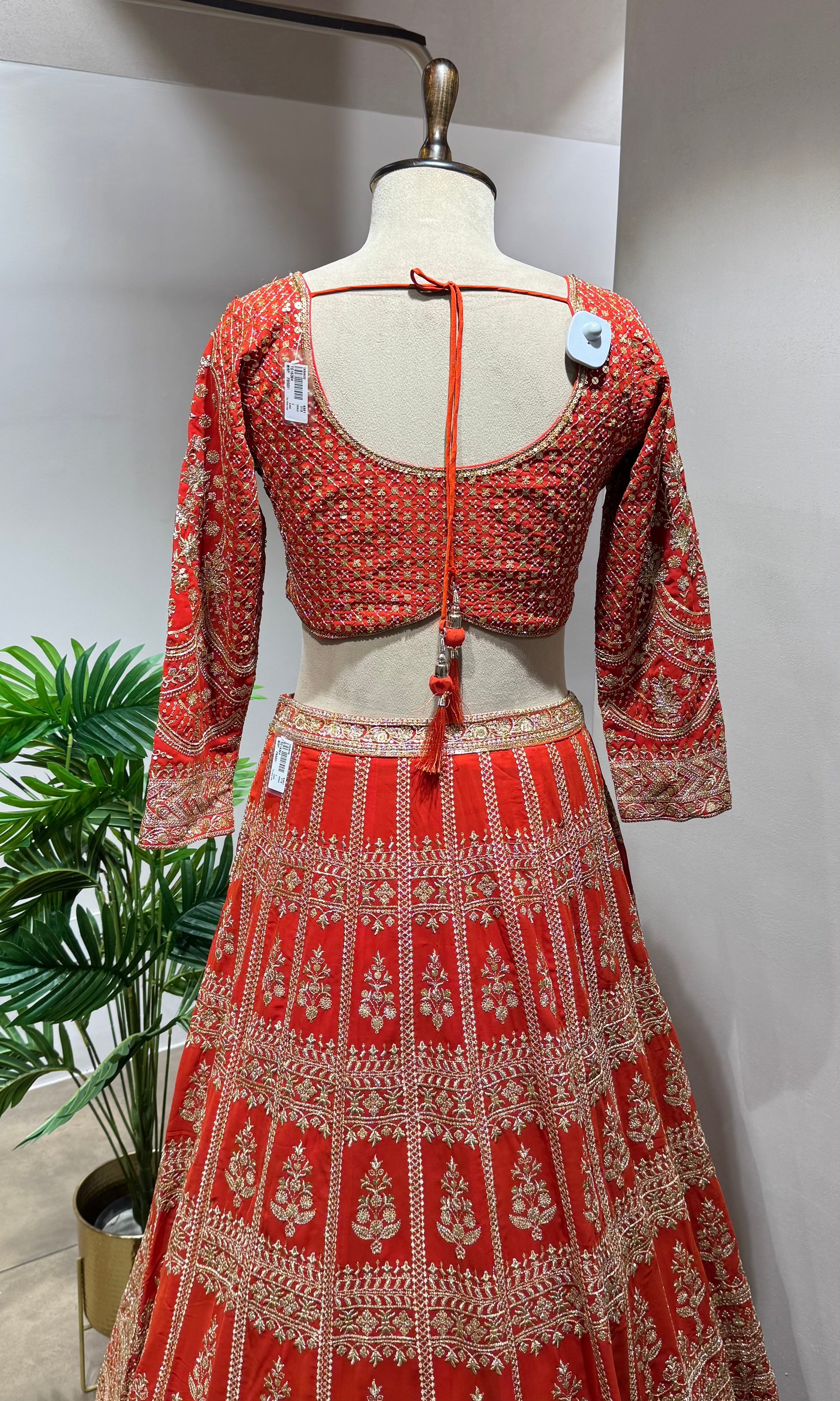 ORANGE GOLDEN Lehenga with Heavy Embroidered Blouse