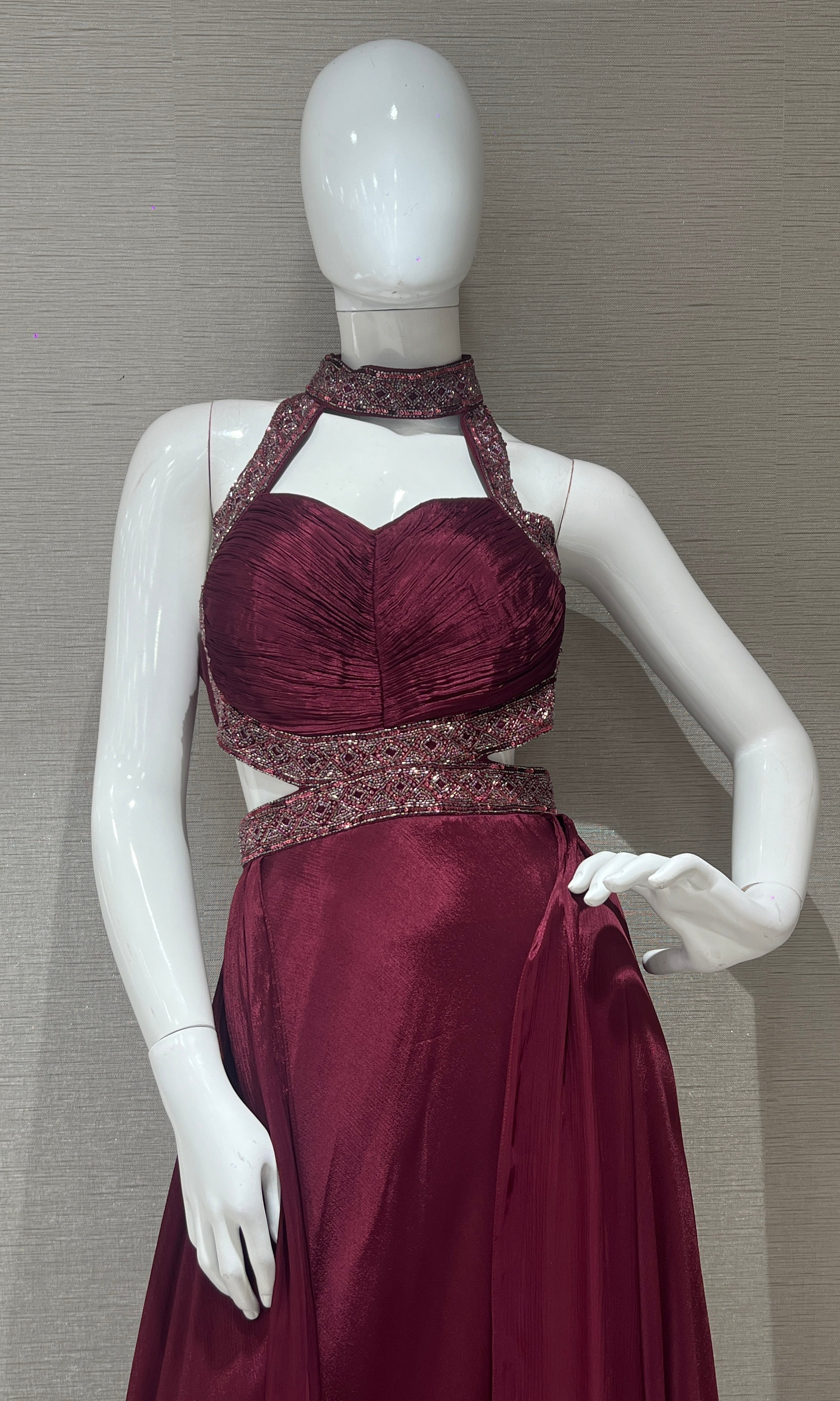 Wine long dress