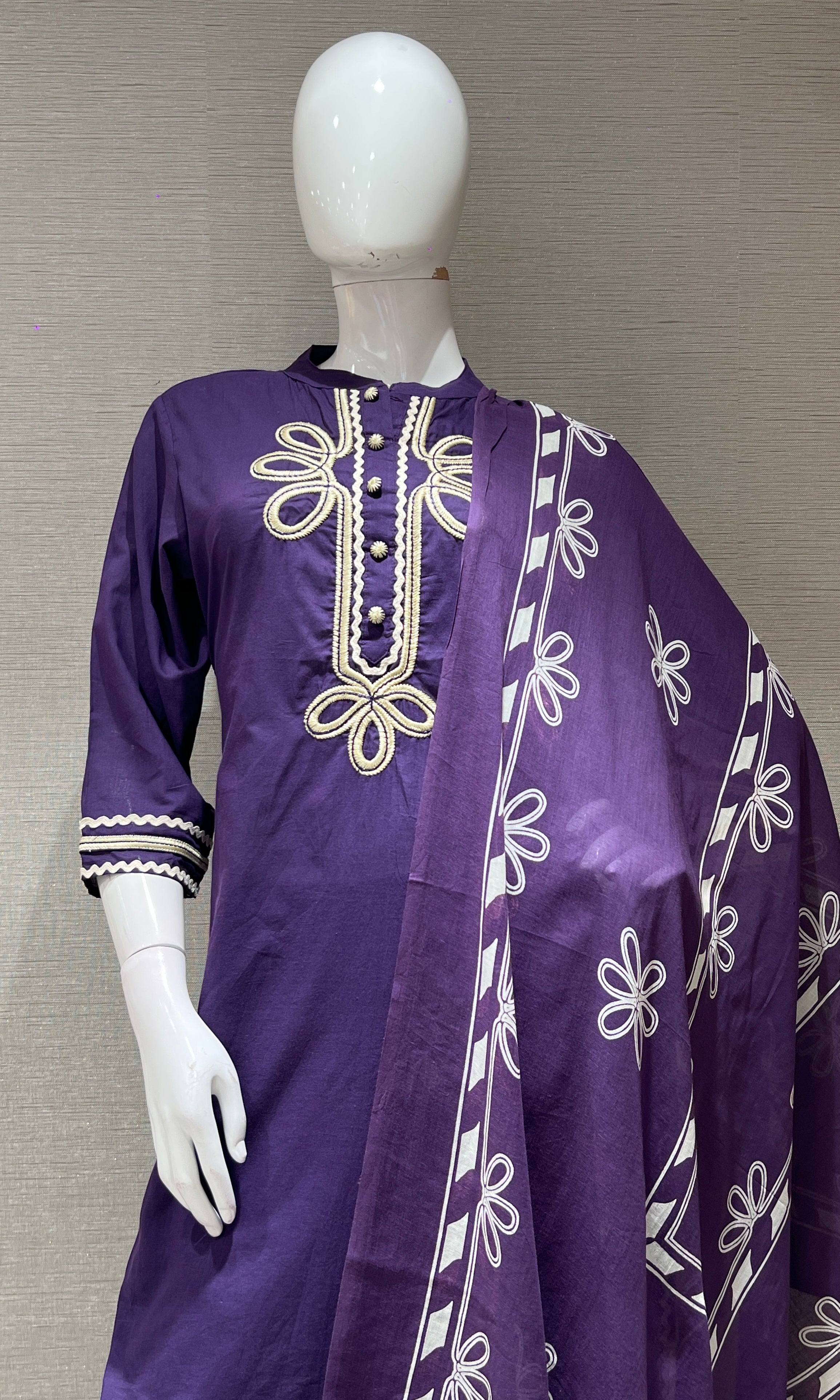 Purple floral kurta set with palazzo pants