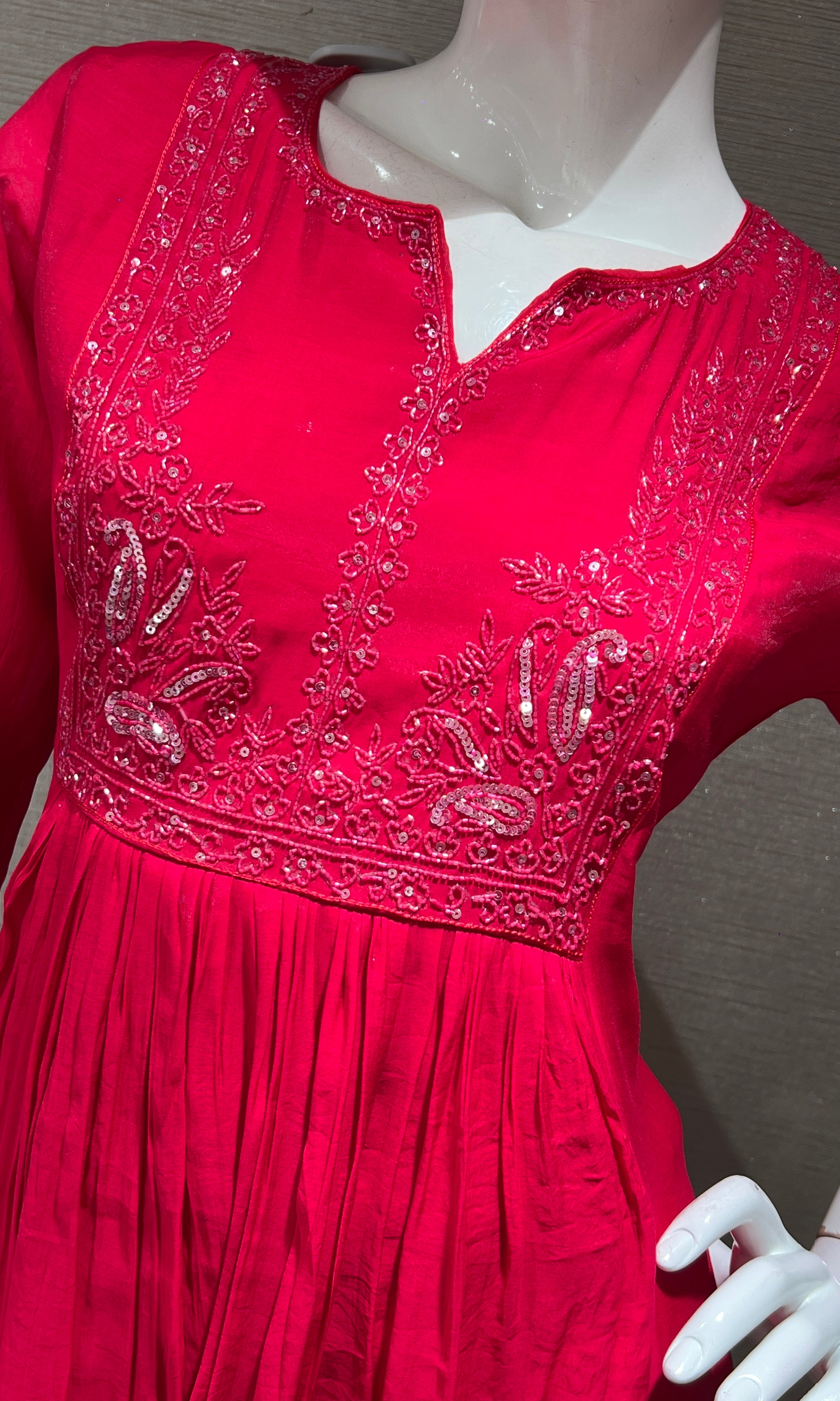 PINK MUL CHANDERI kurta set with palazzo pants