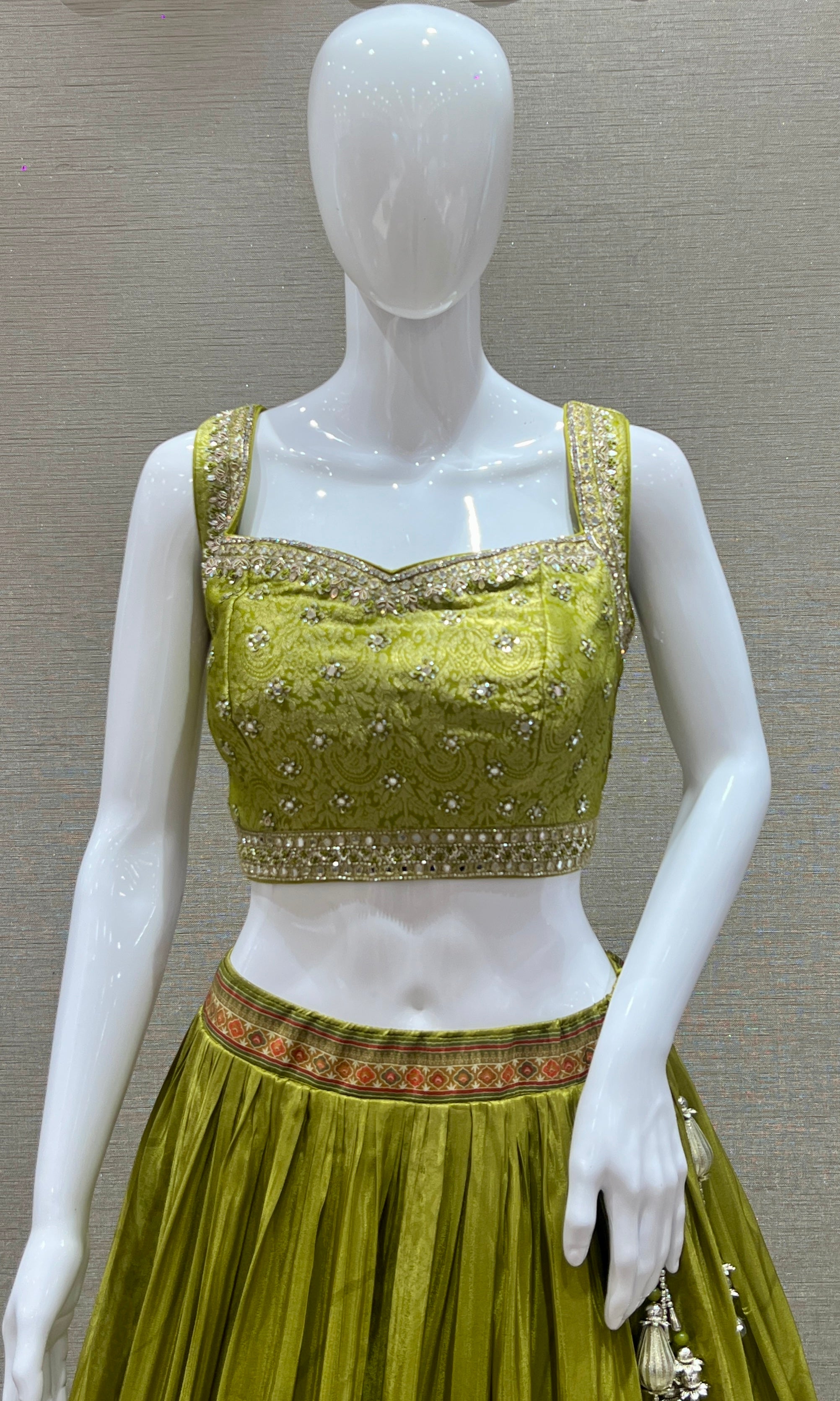 Gulzar Olive Lehenga Set