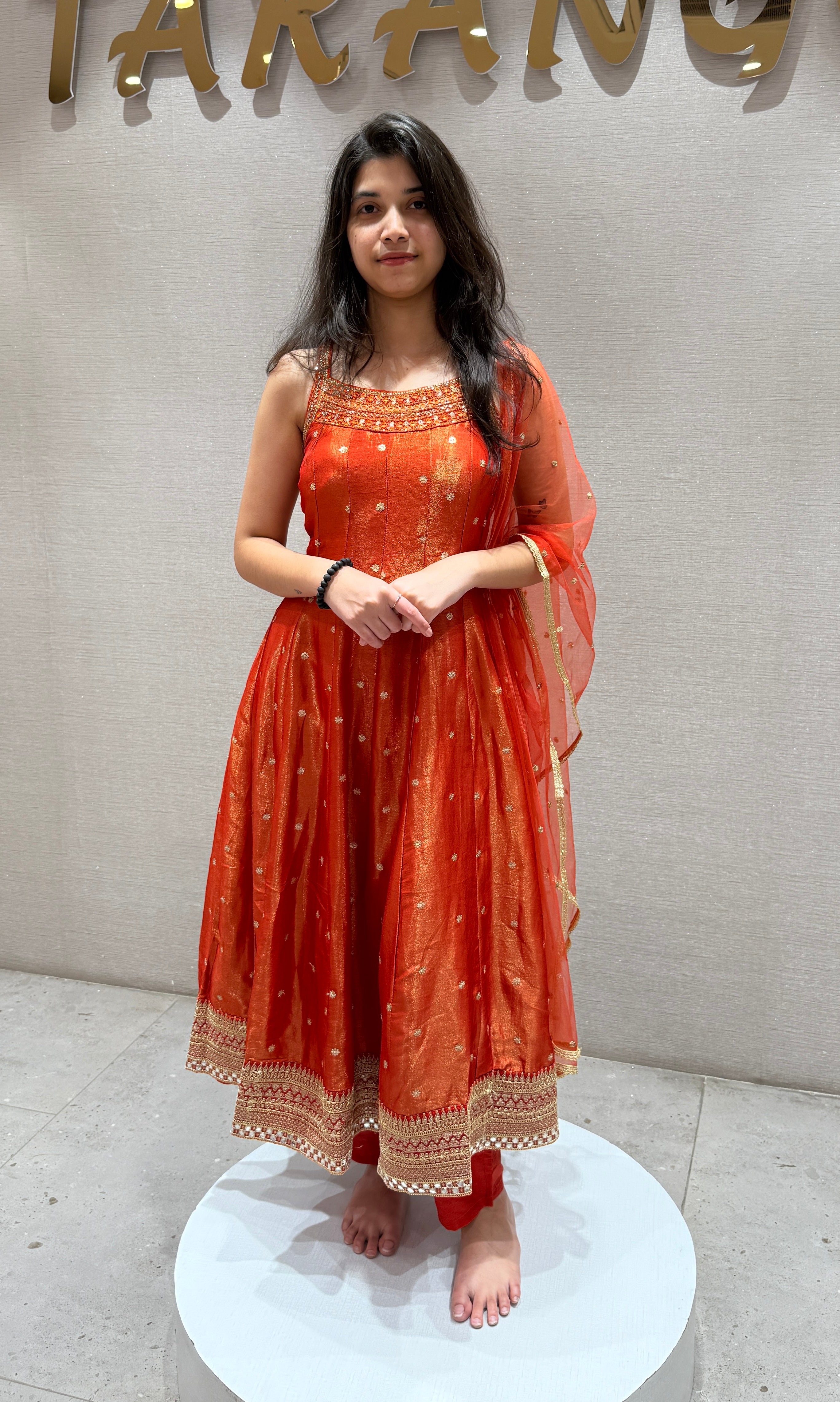 Orange GOLD EMBROIDERED Anarkali