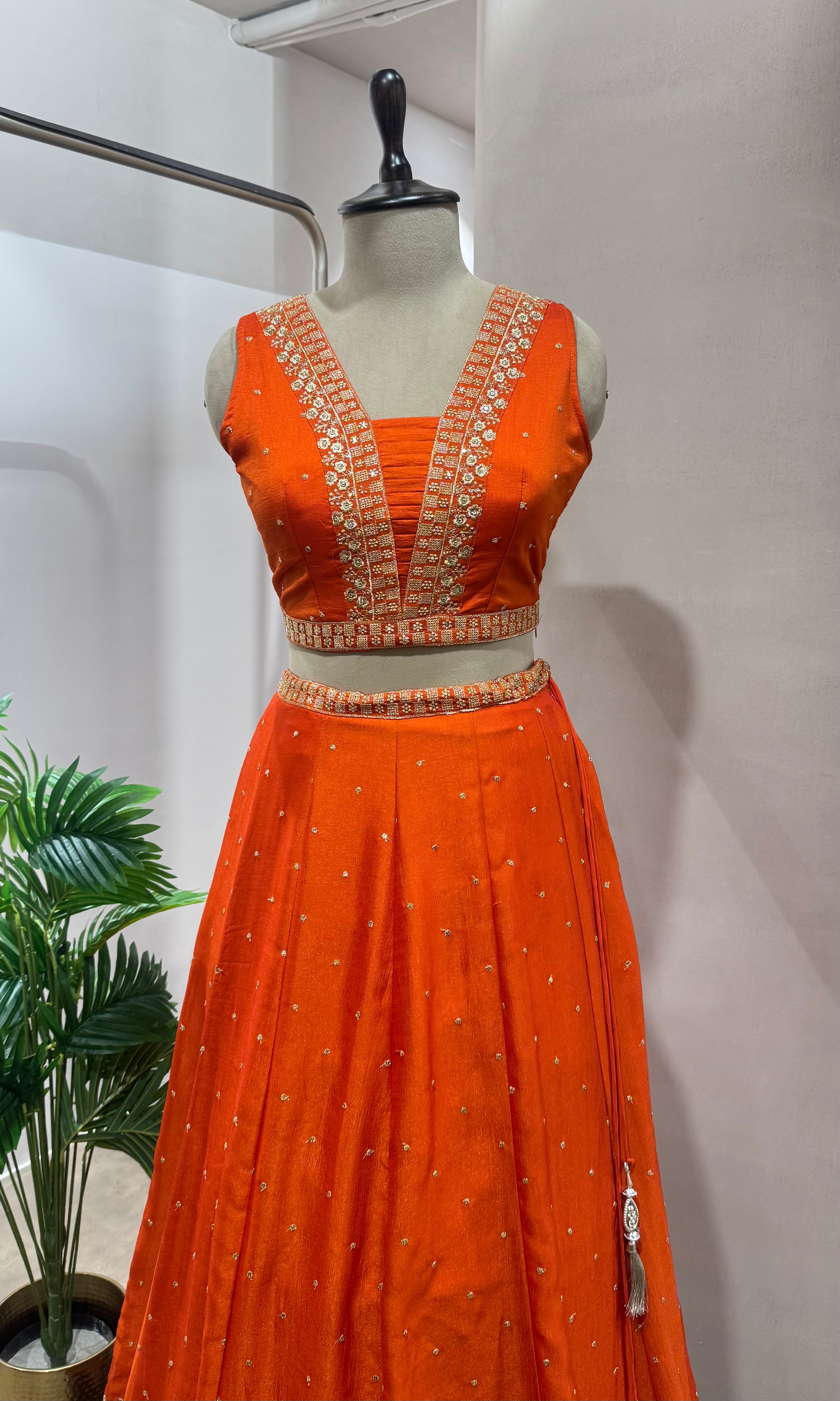 Orange LEHENGA WITH ZARI EMBROIDERY