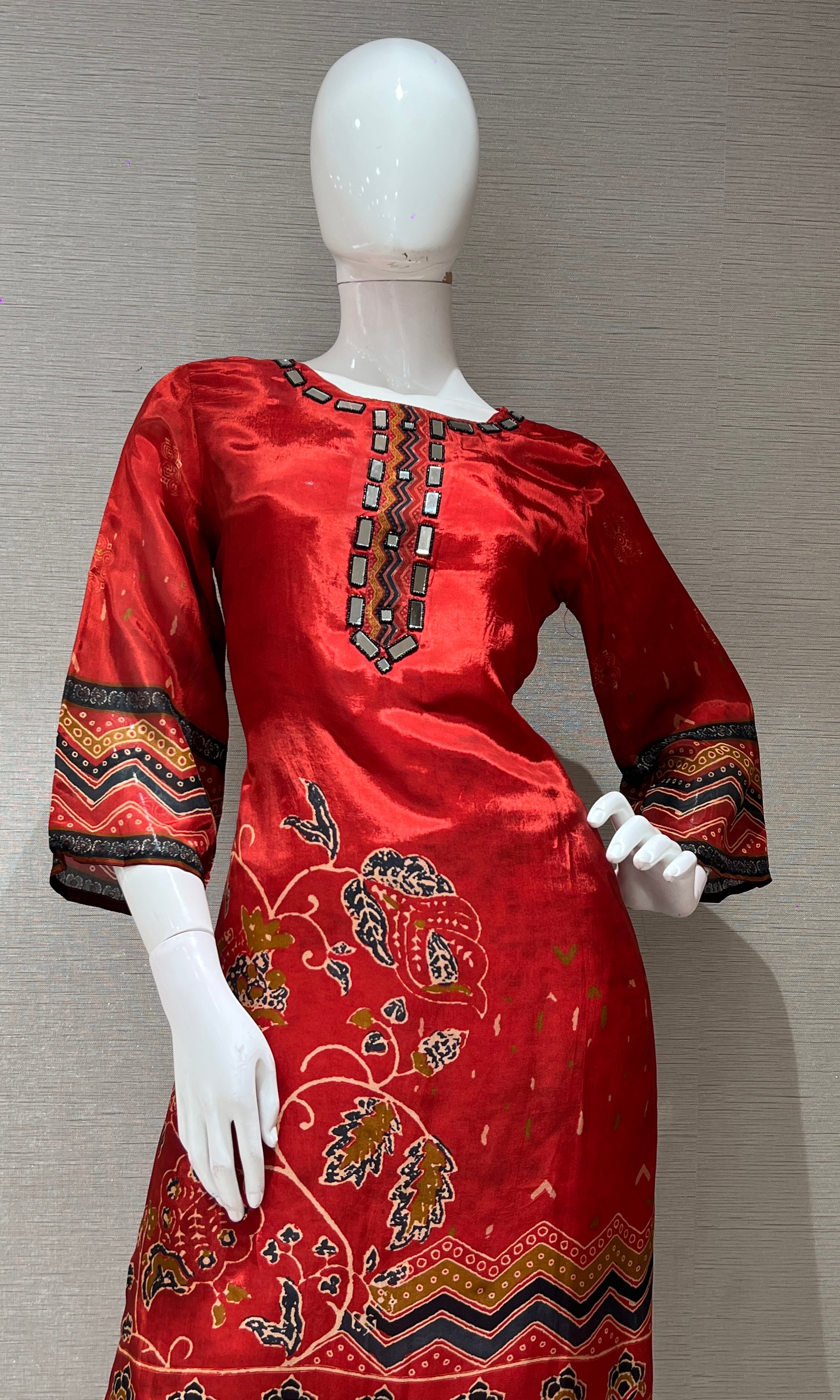 Maroon embroidered ethnic KURTA SET