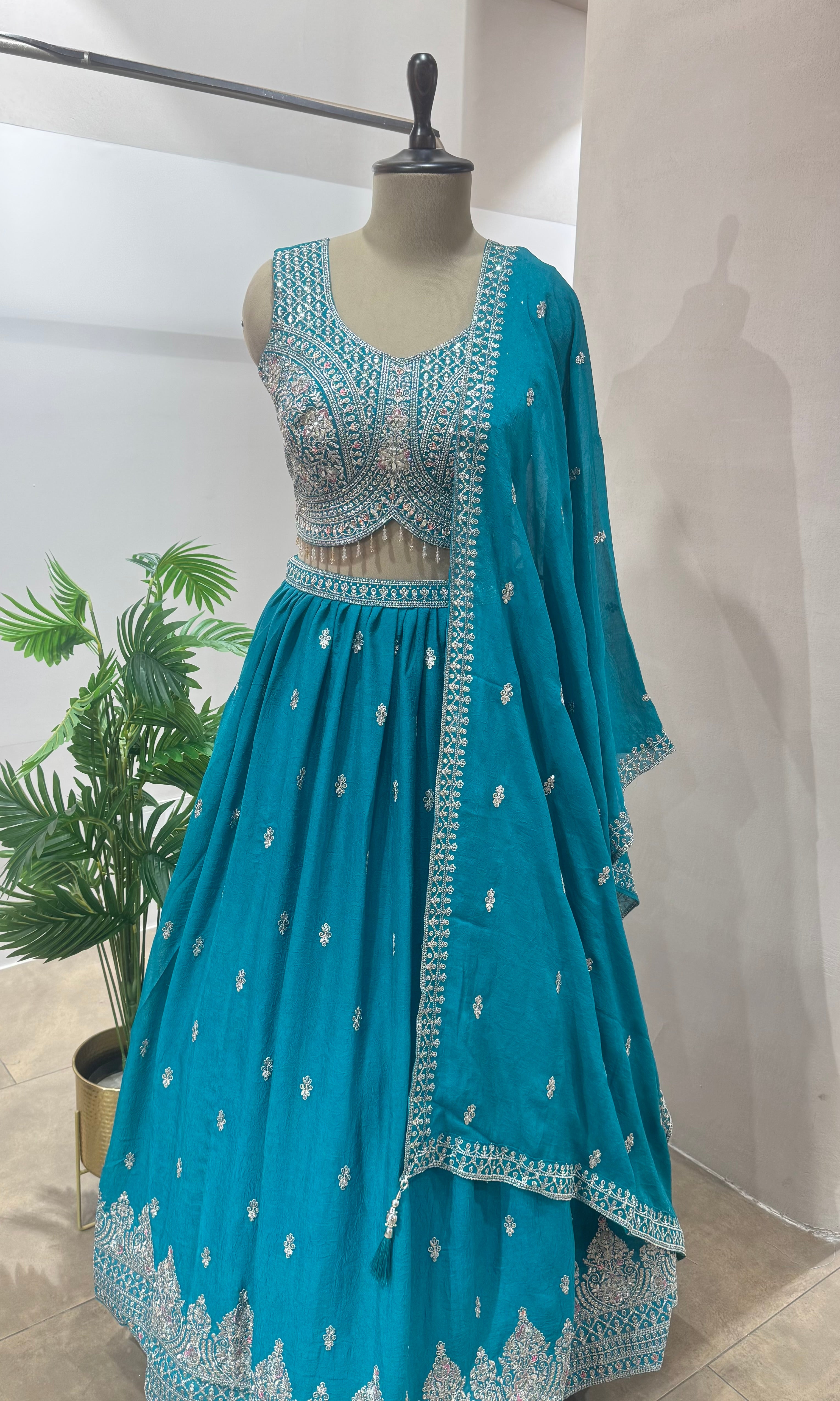 RAMA Blue Elegant Embroidery Lehenga